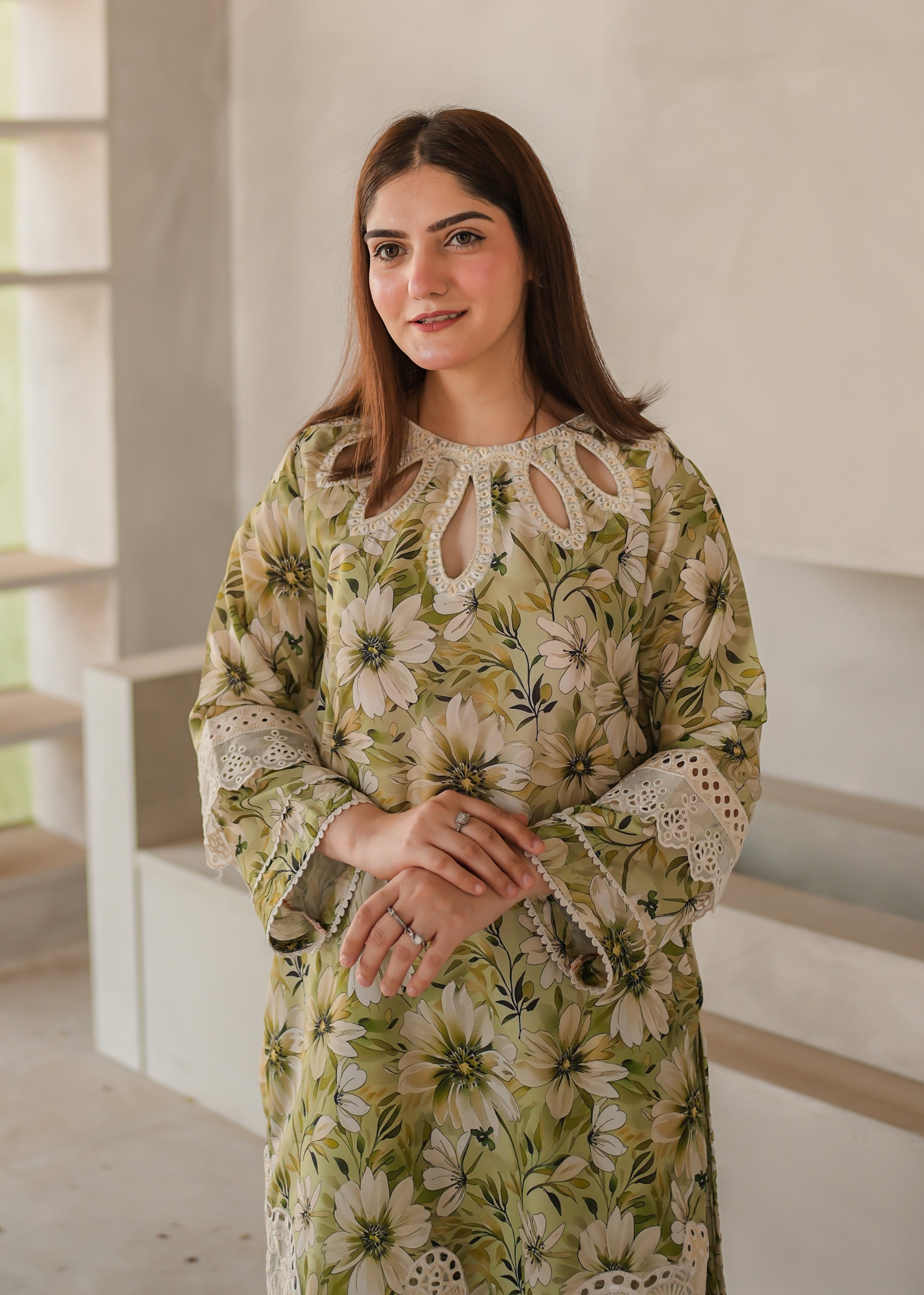 poly lawn Co Ord Sets in Herb green