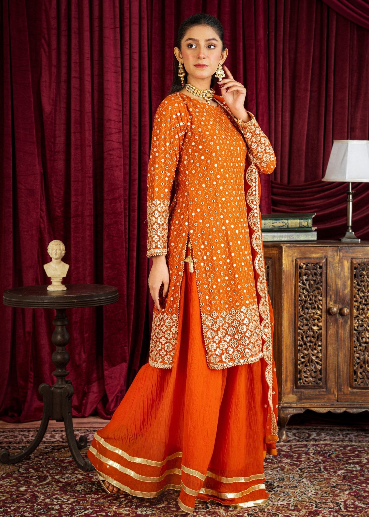chiffon Sharara in Orange