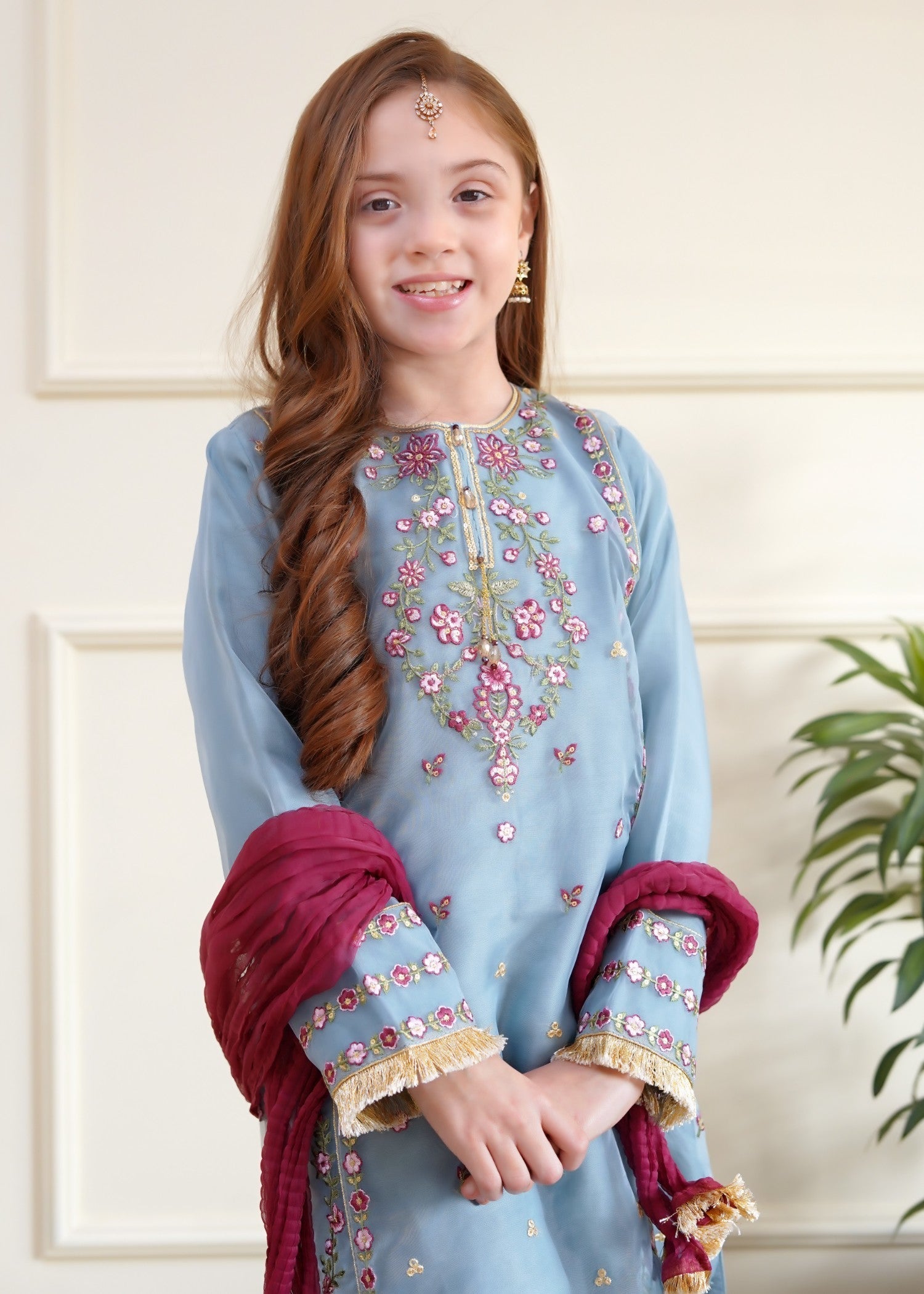 organza Kurta Set in Powder blue