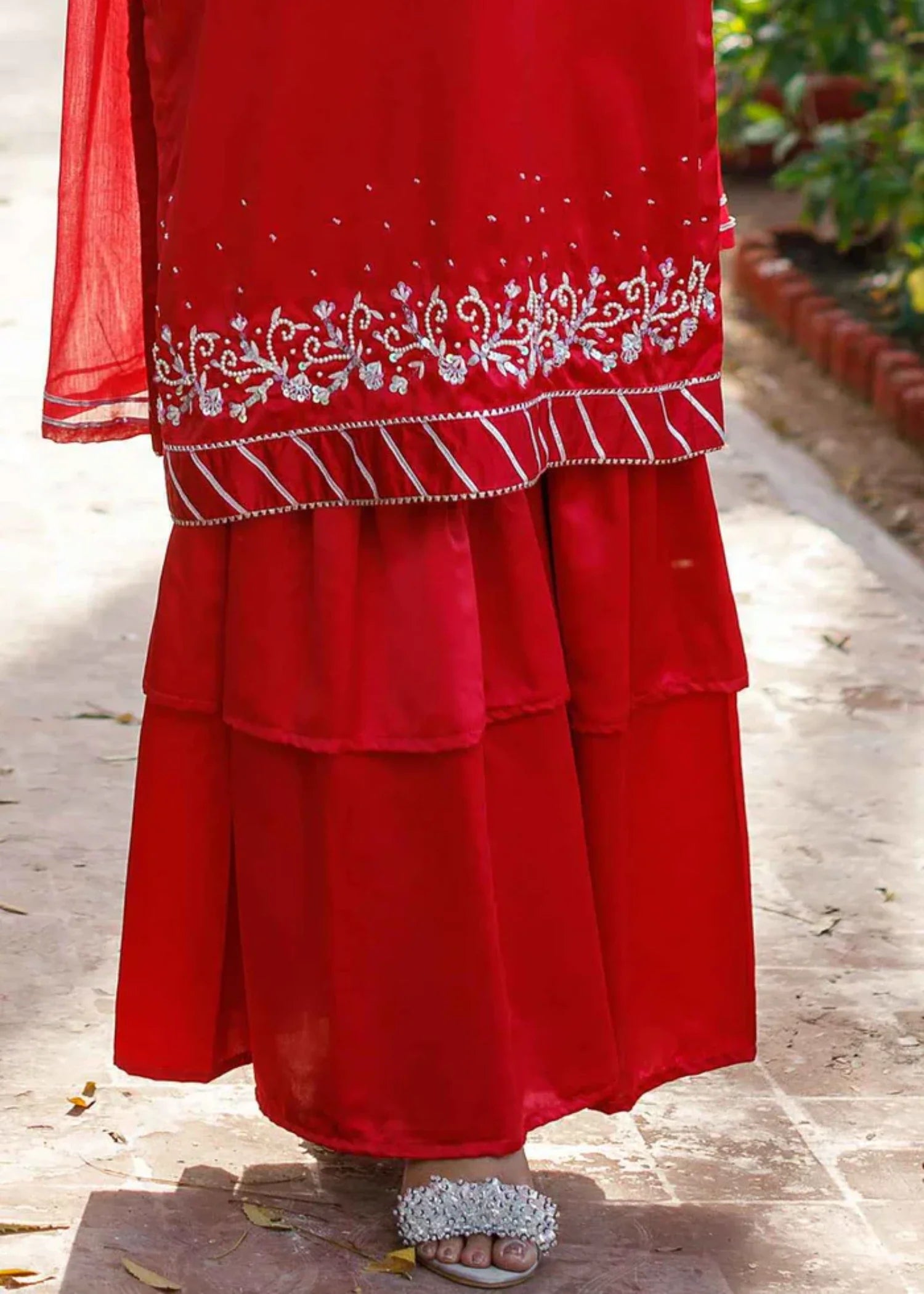 silk Gharara in Hot pink
