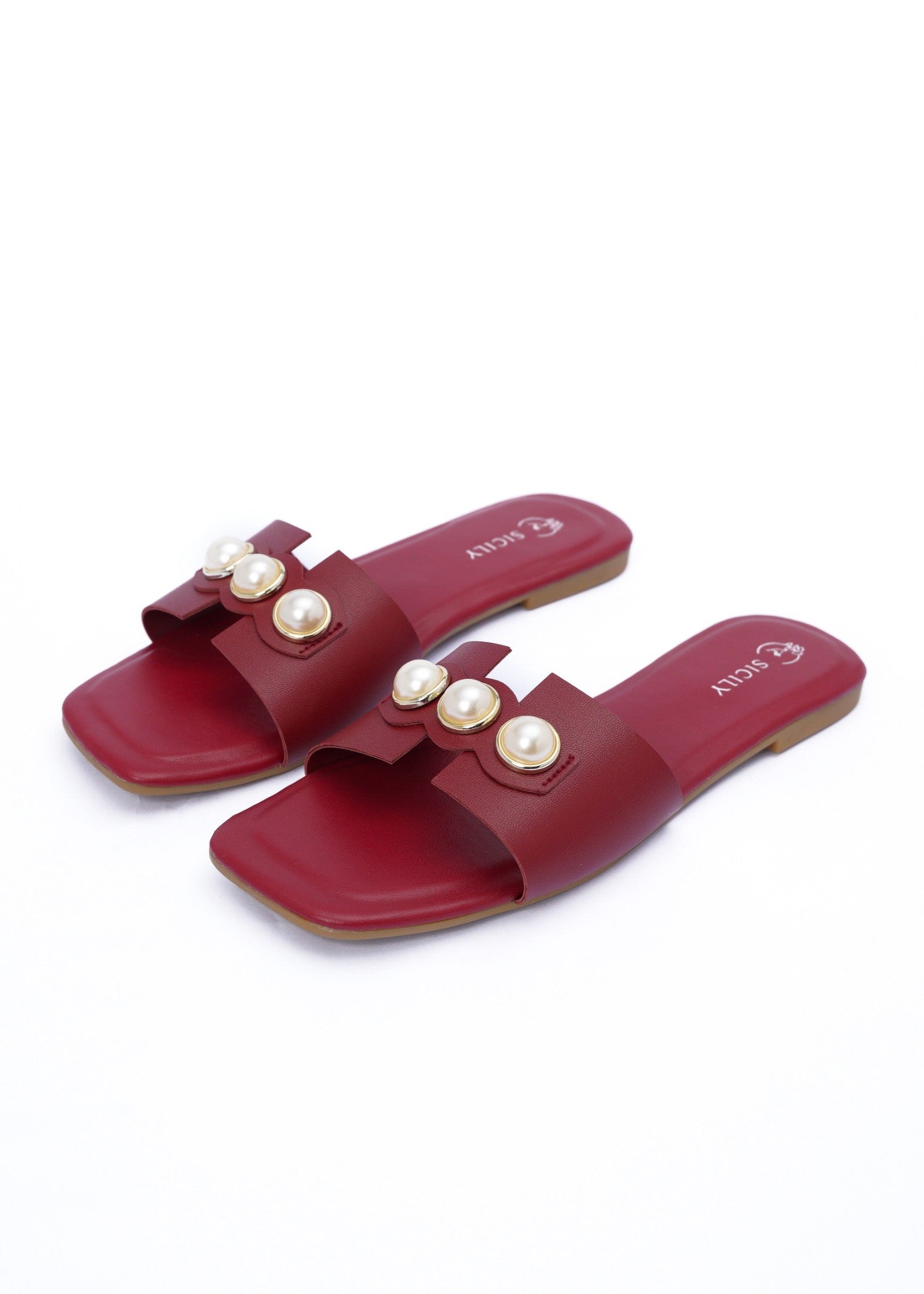 Slides in Crimson by - High Quality Women Slides BGP0564