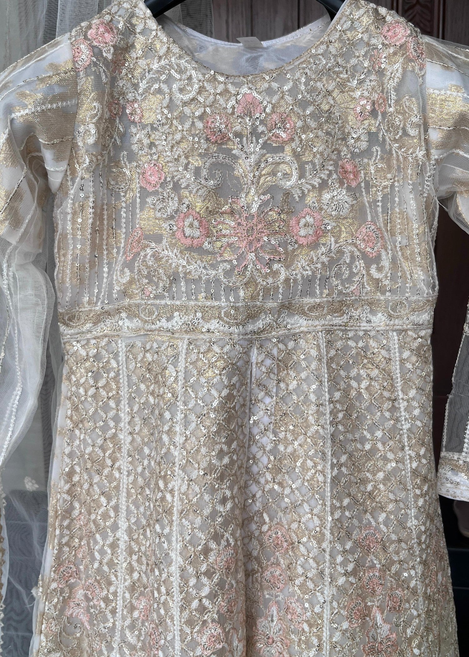 net Pishwas in Pearl white