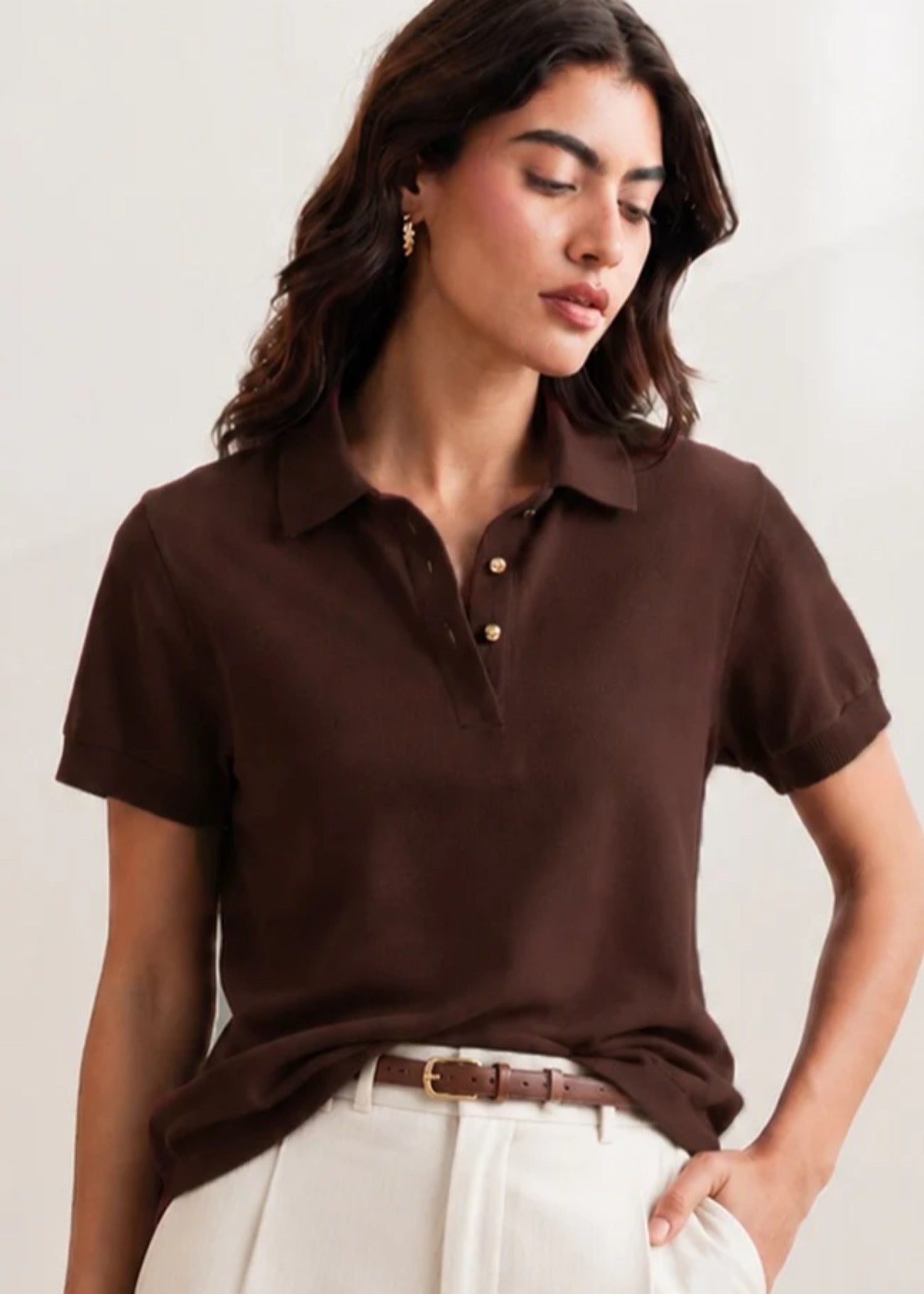 cotton T Shirt in Chocolate brown