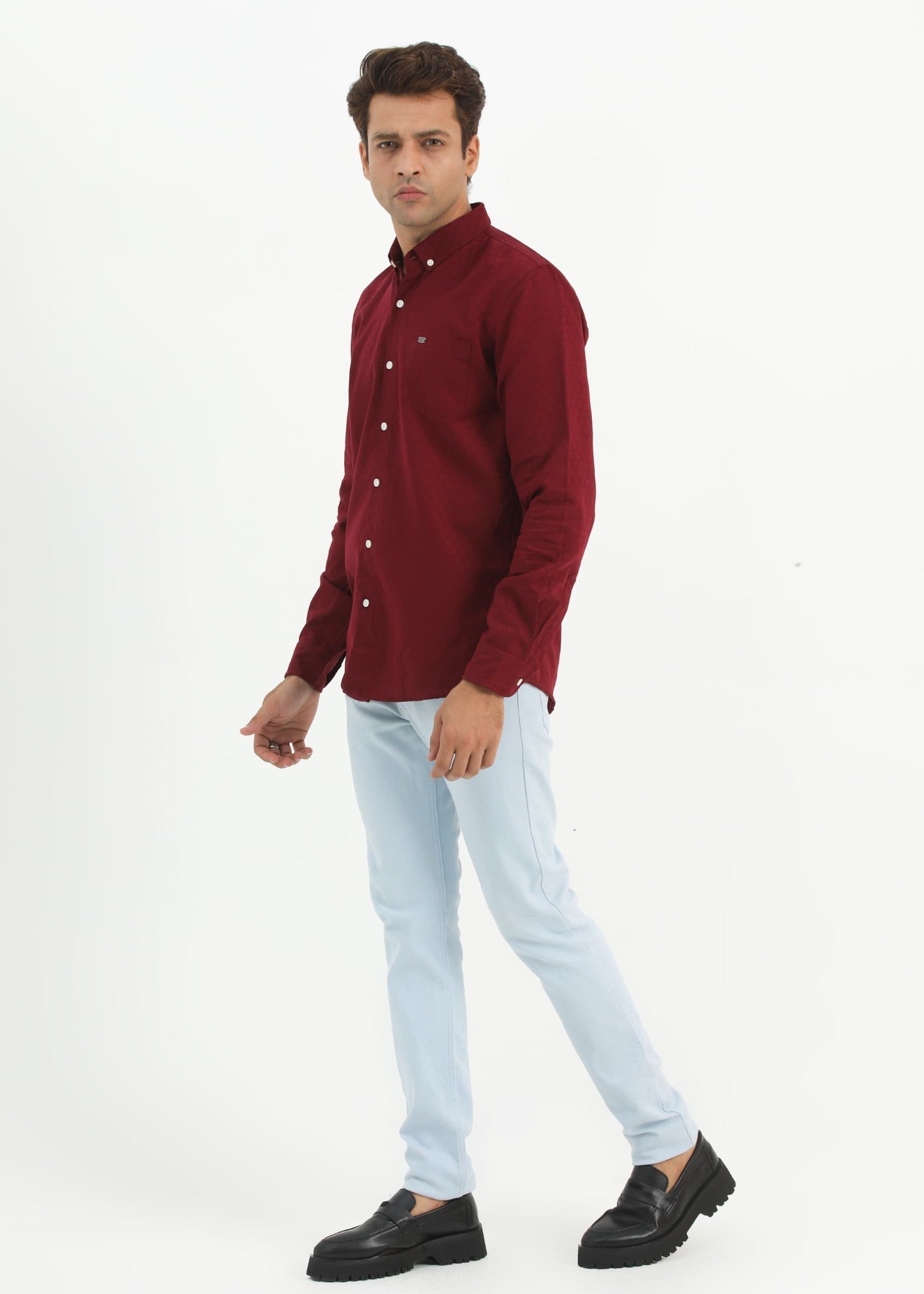 wash & wear Casual Shirt in Maroon