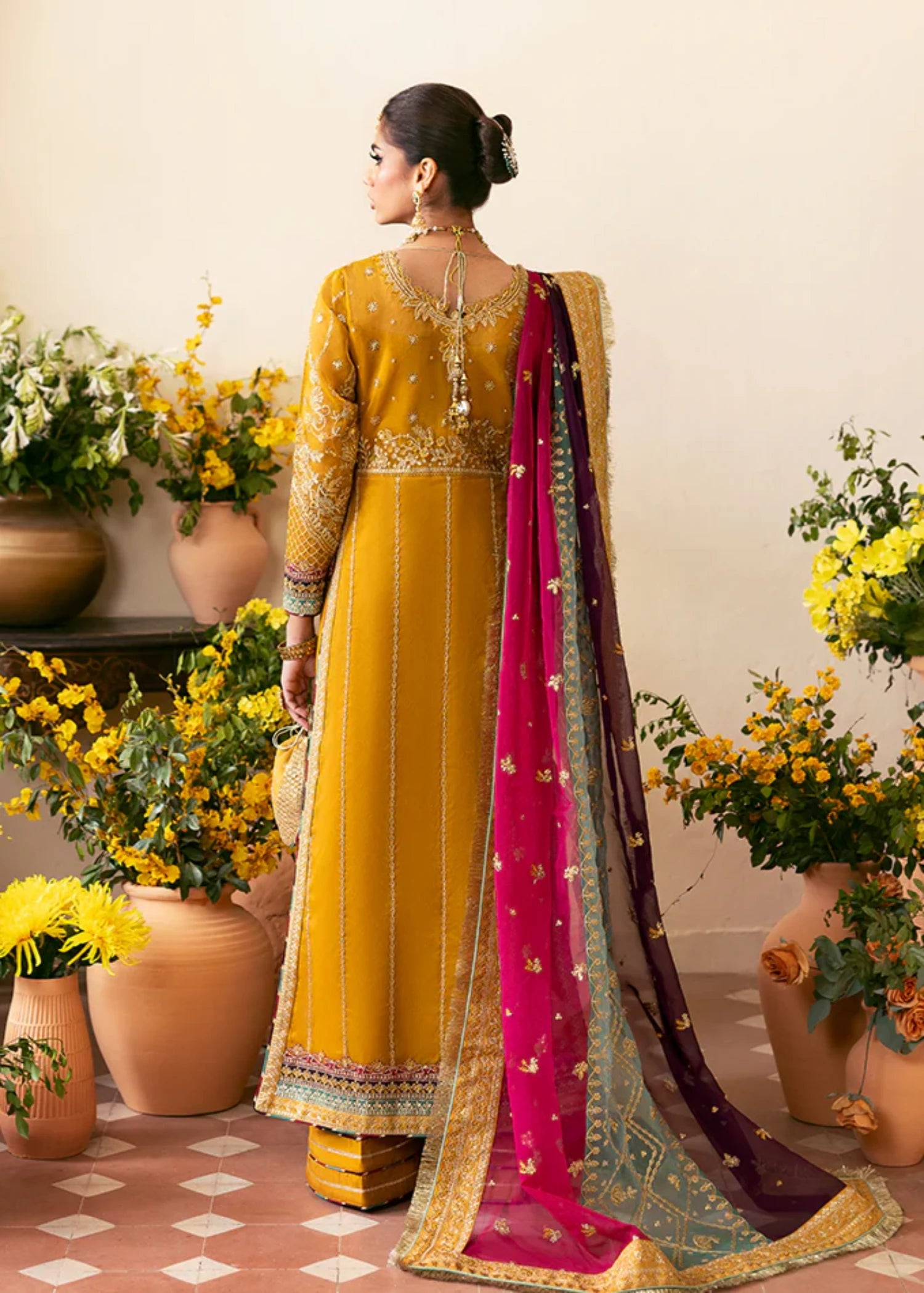 organza Sharara in Saffron