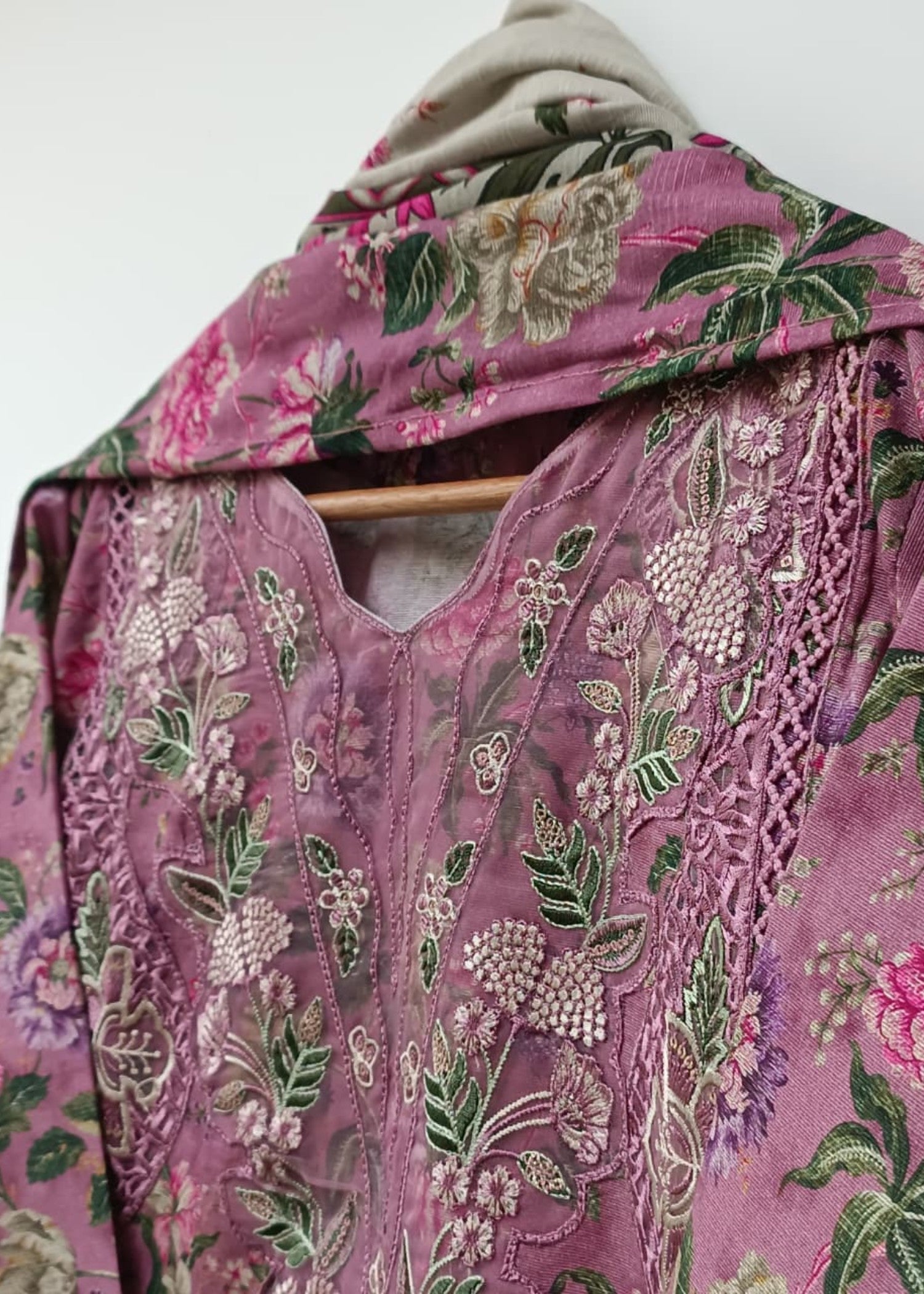 khaddar Kurta Set in Mauve