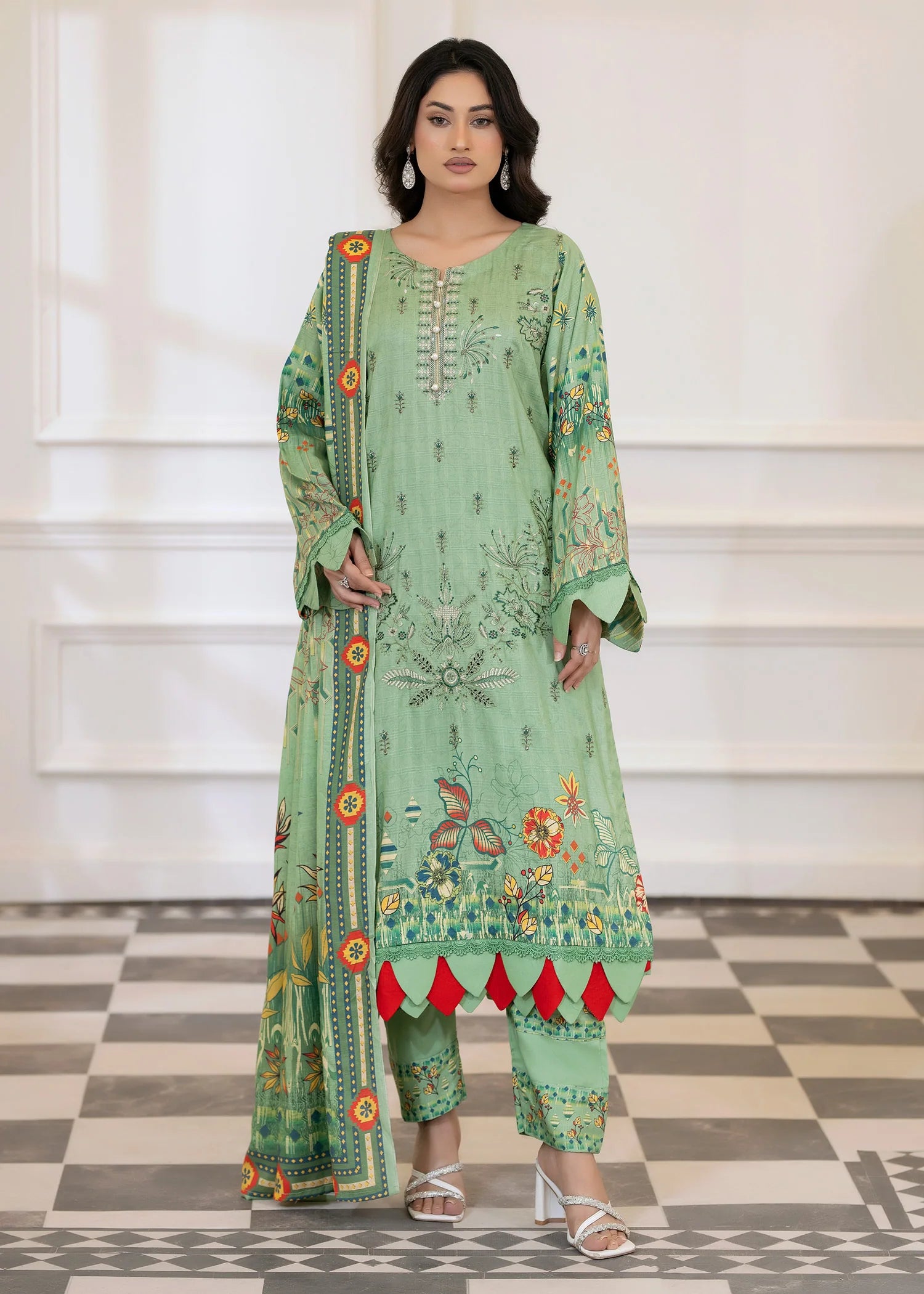 wool Kurta Set in Emerald green