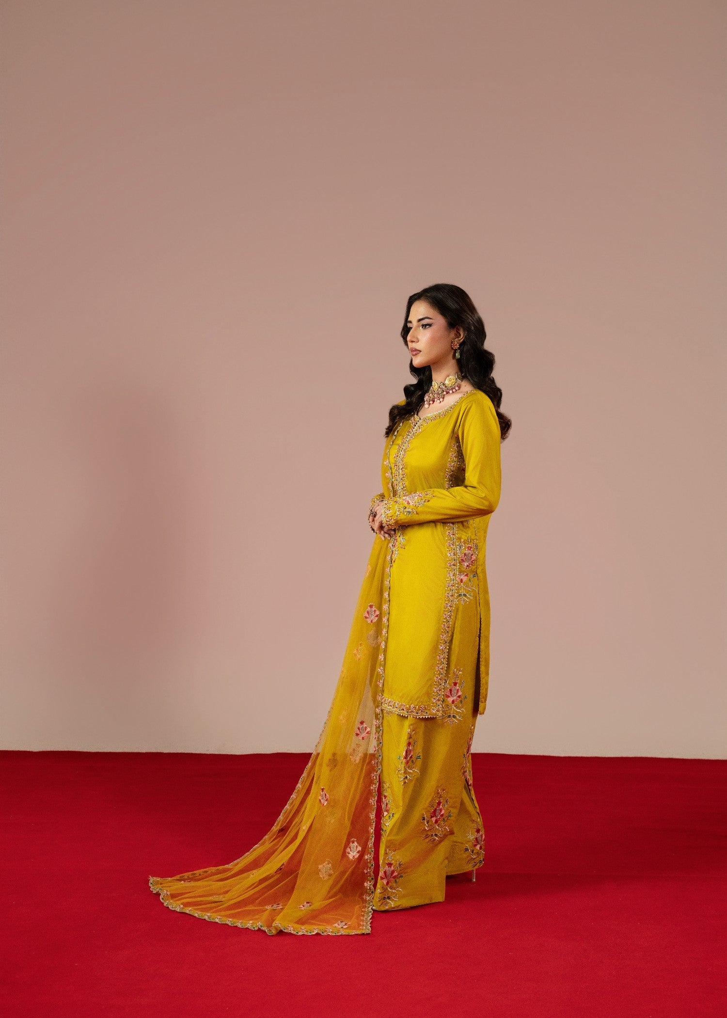 kattan silk Kurta Set in Mustard