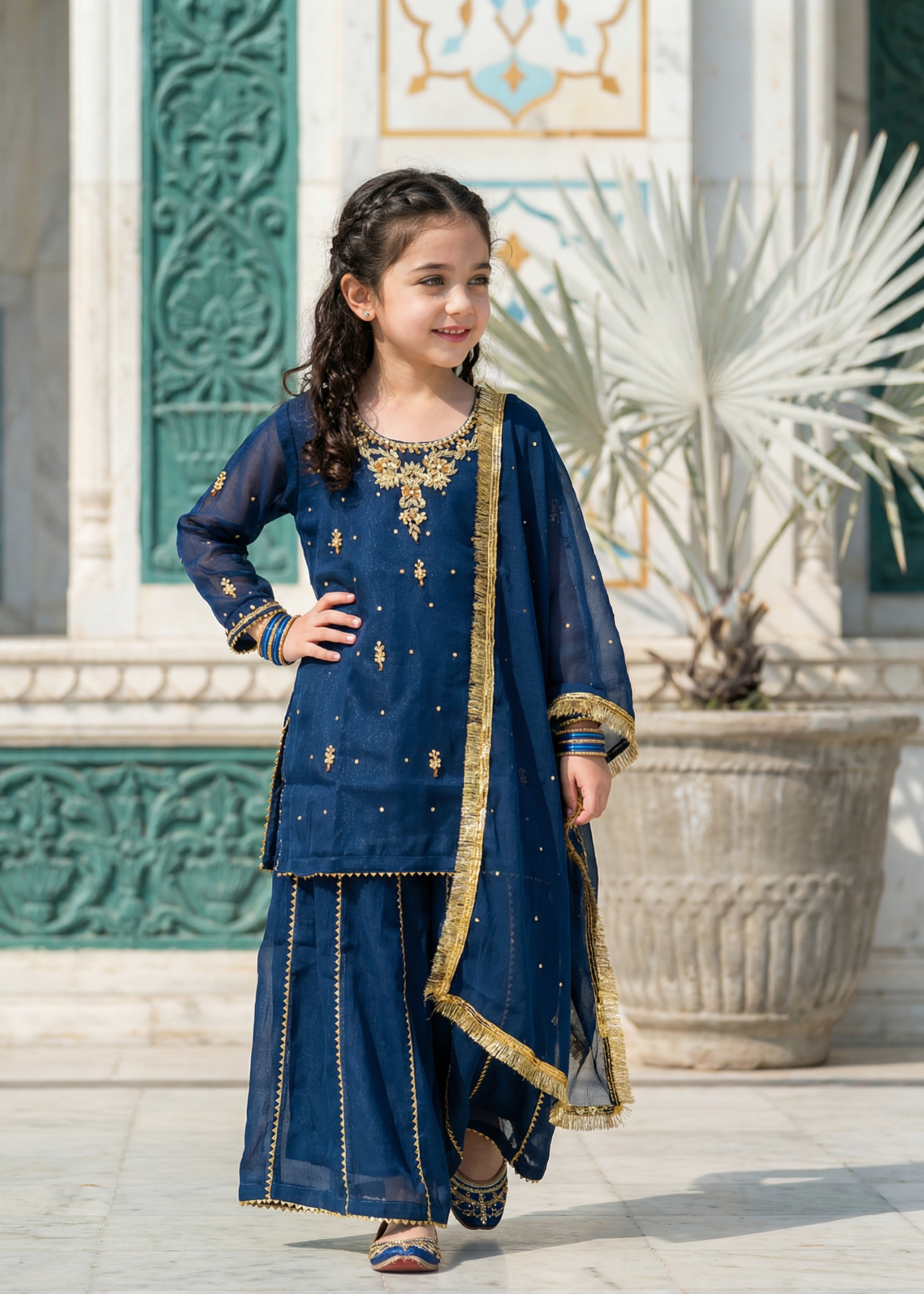 chiffon Sharara in Royal blue