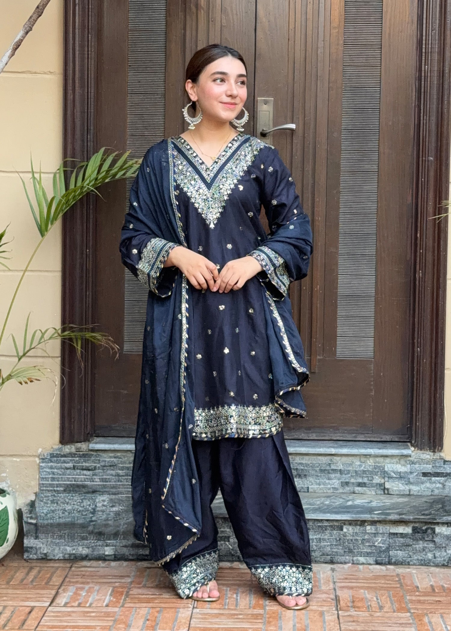 raw silk Kurta Set in Blue