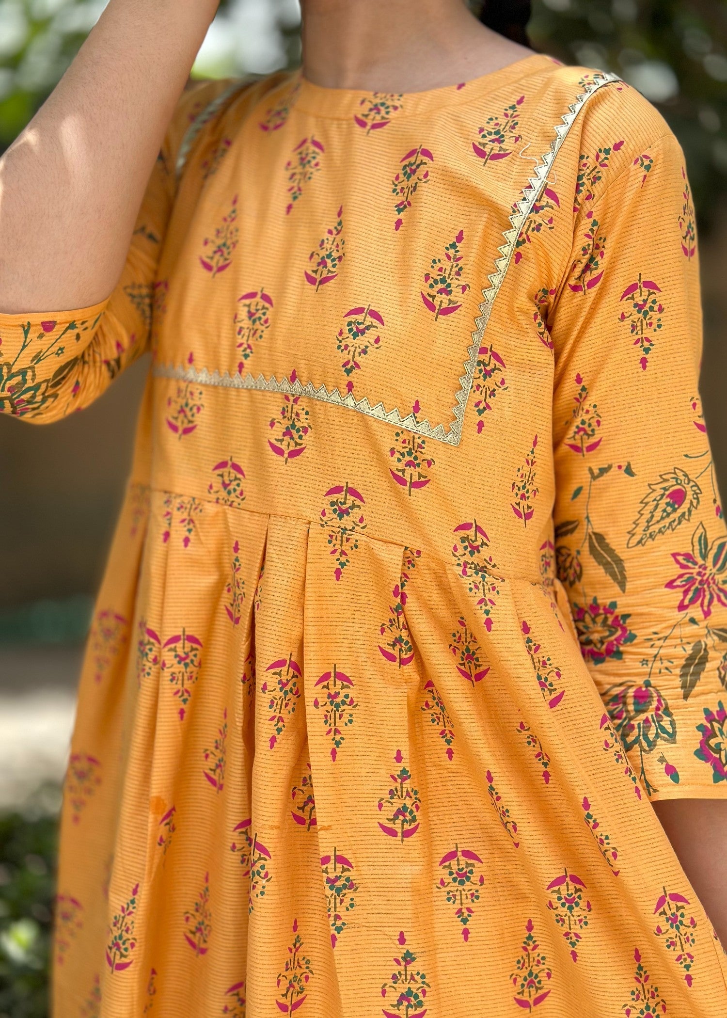 cotton Pishwas in Mustard