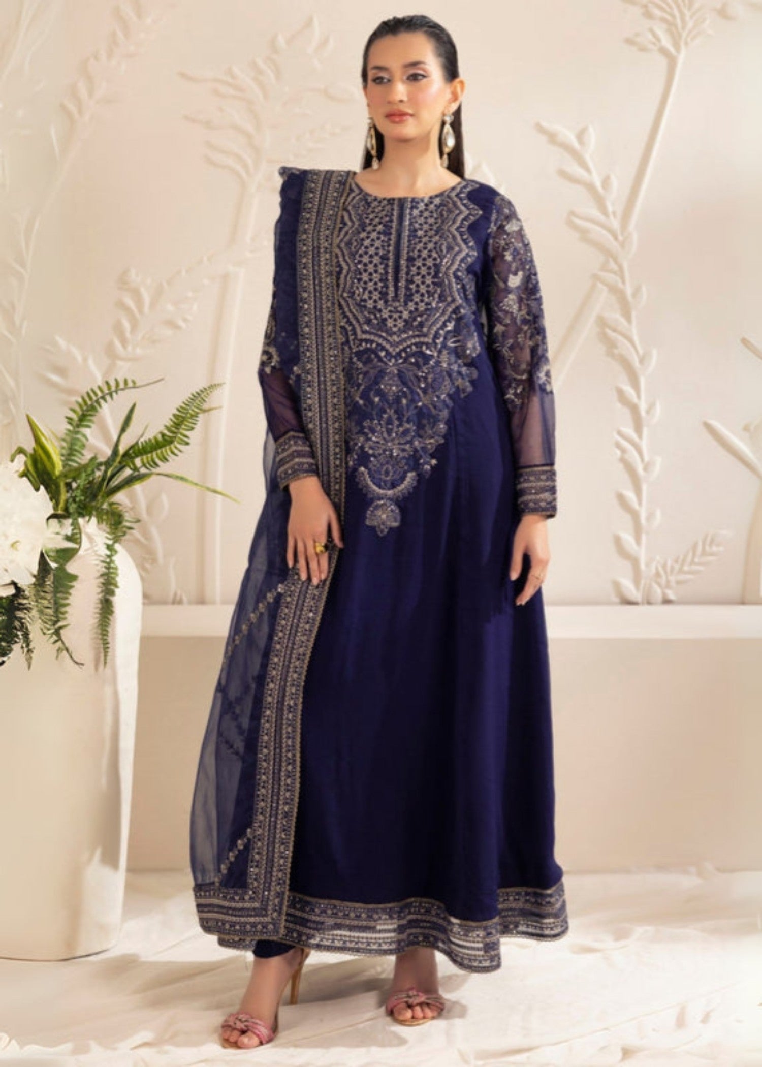 bemberg crinkle chiffon Maxi in Dark cyan