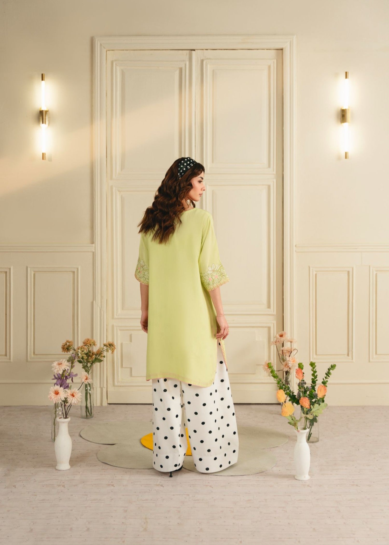 cotton Kurta Set in Lime green