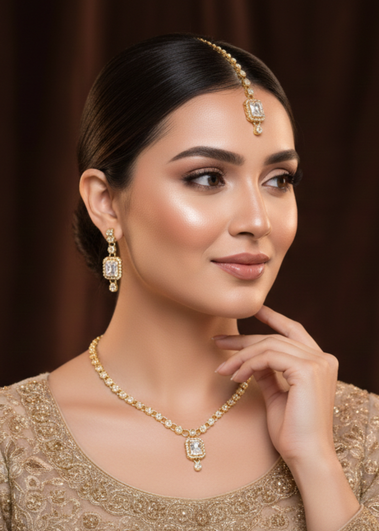 Jewelry Set in Champagne, ghost white Color by - Trendy Women Jewelry Set QVR1881