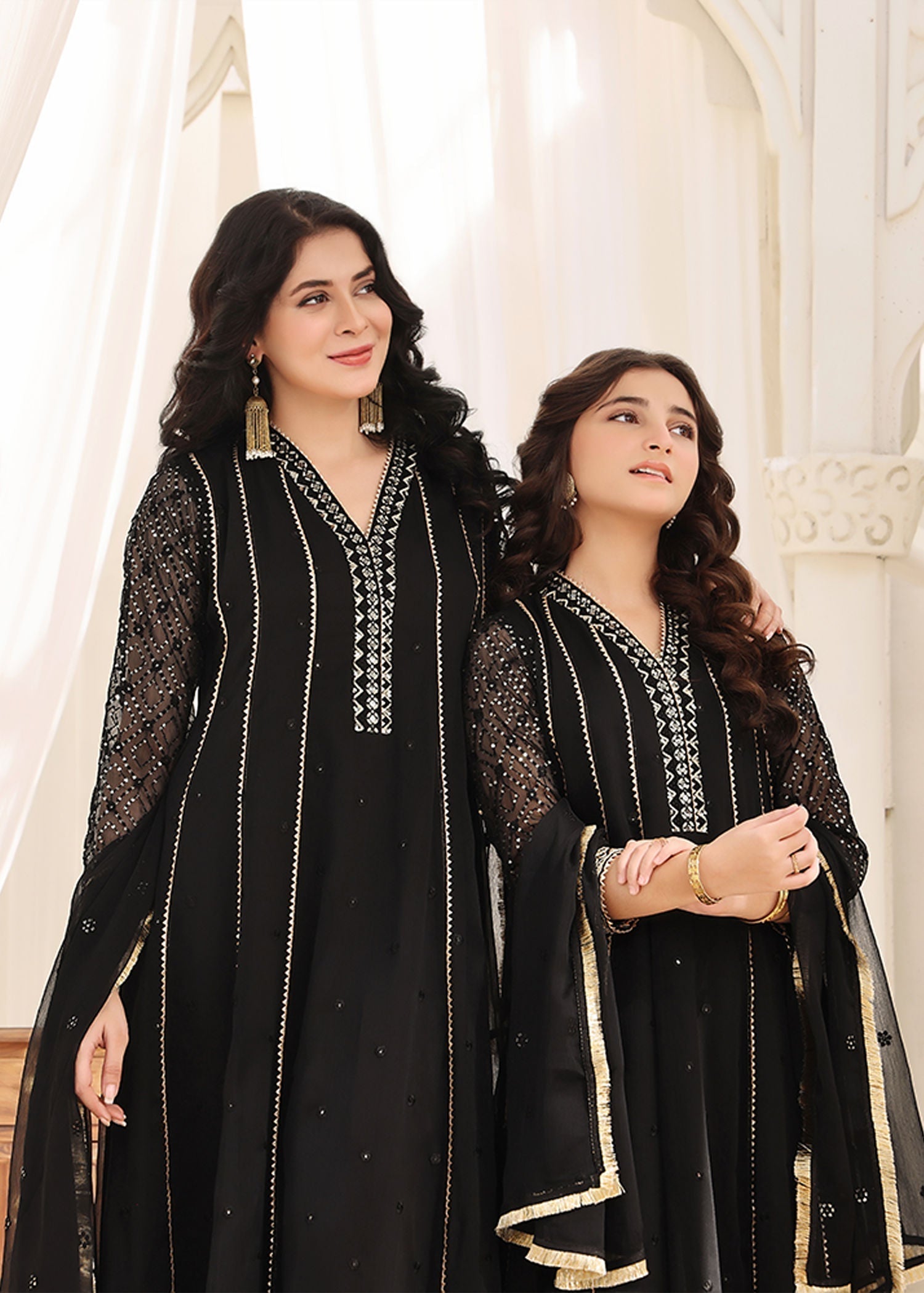 chiffon Anarkali in Black