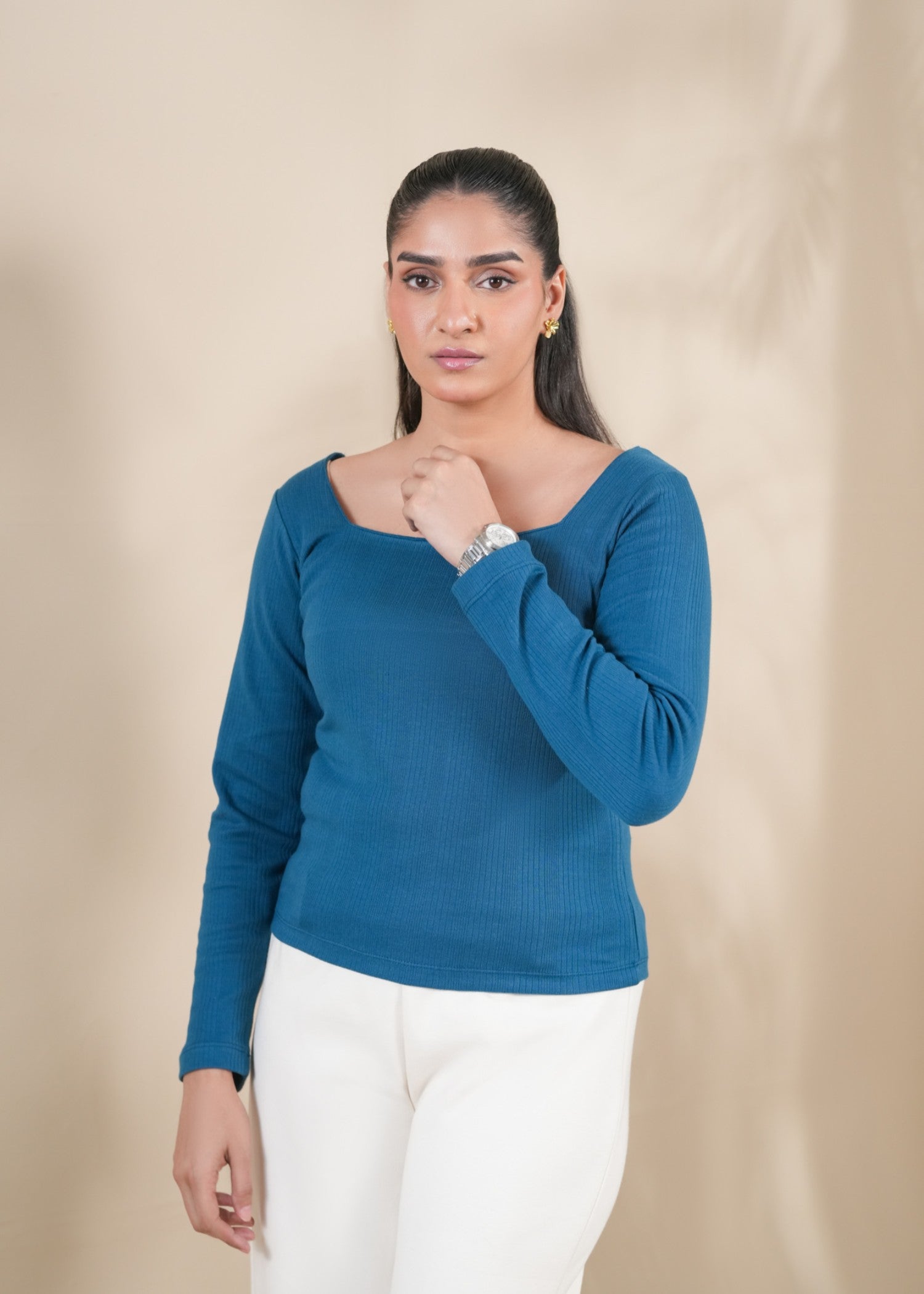 cotton pique Top in Blue