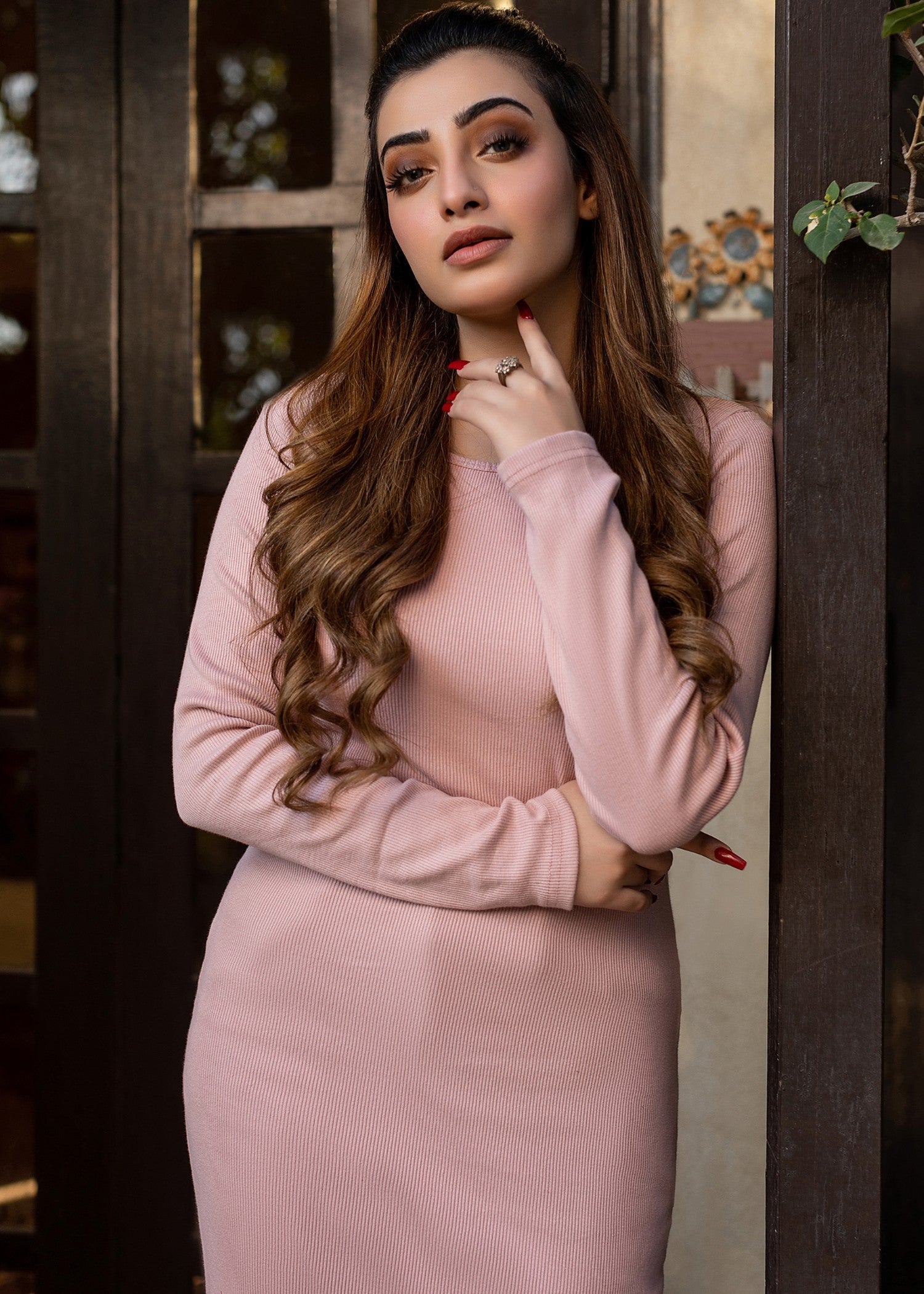jersey knit Dress in Pastel pink
