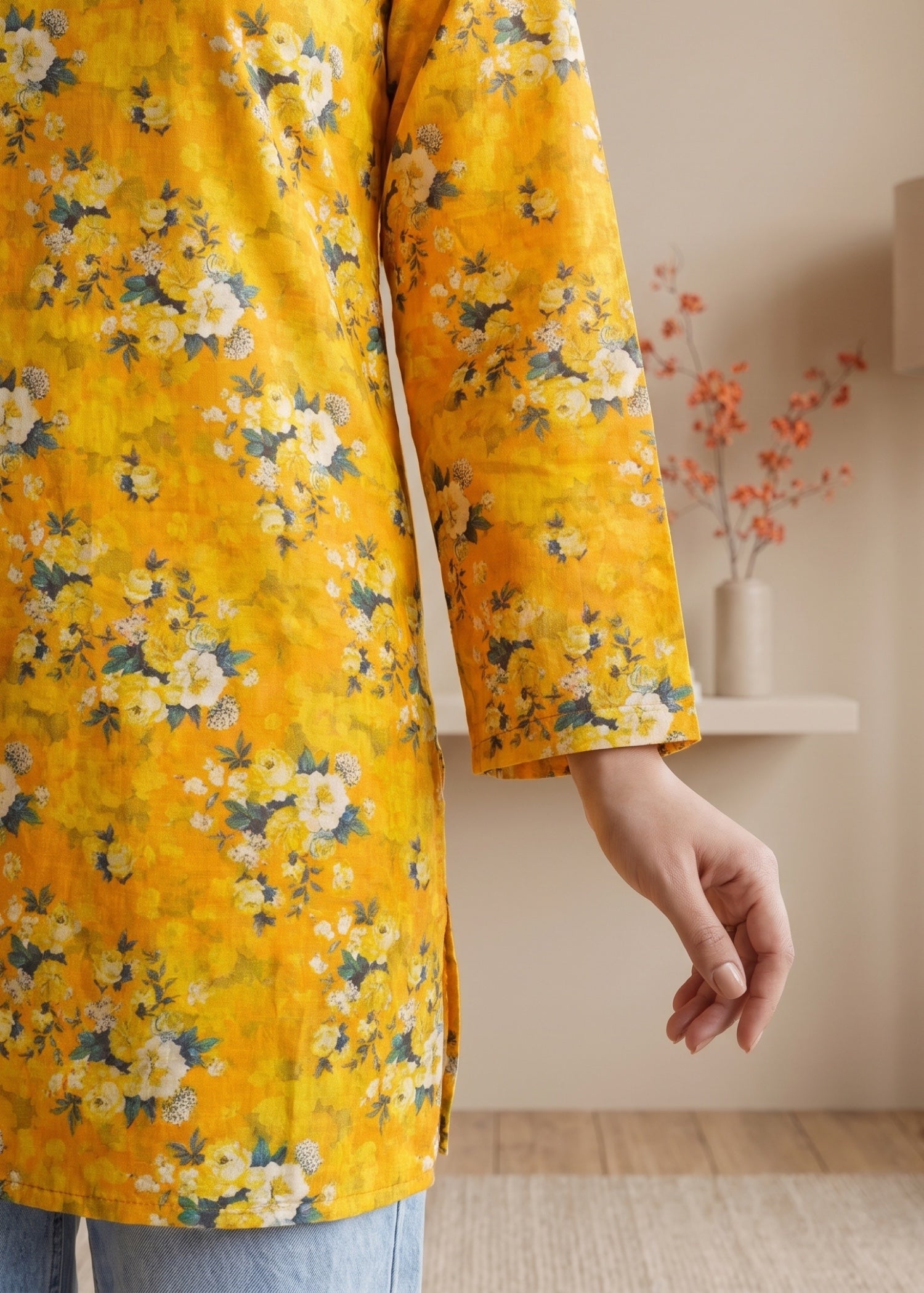 lawn cotton Kurti in Orange