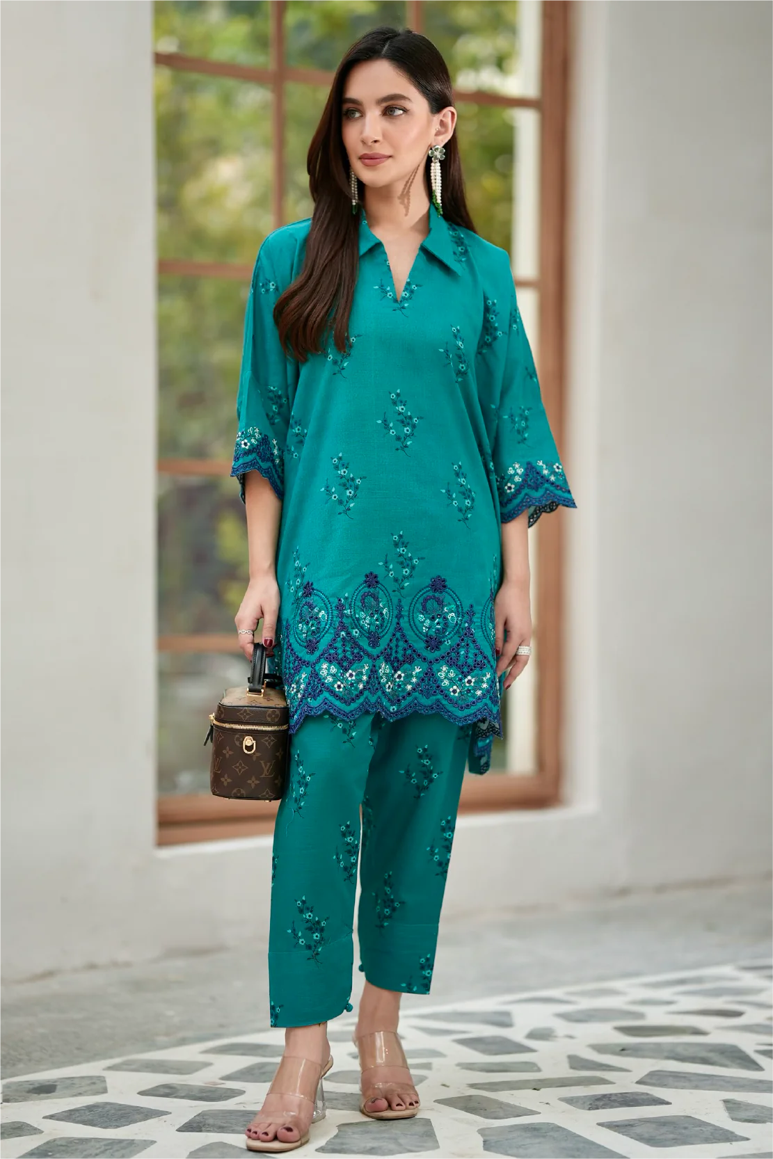 khaddar Unstitched in Teal