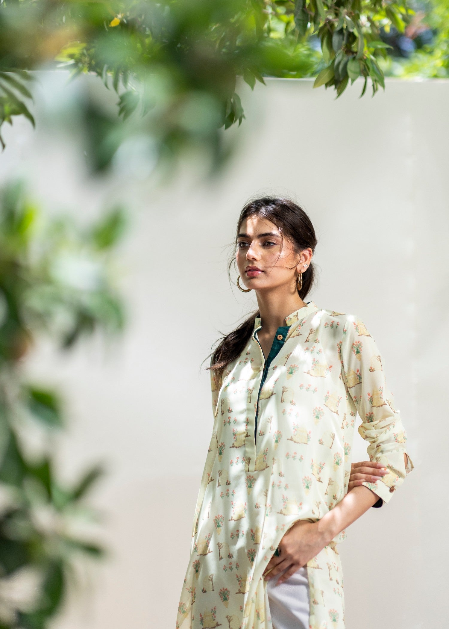 chiffon Kurti in Off-white