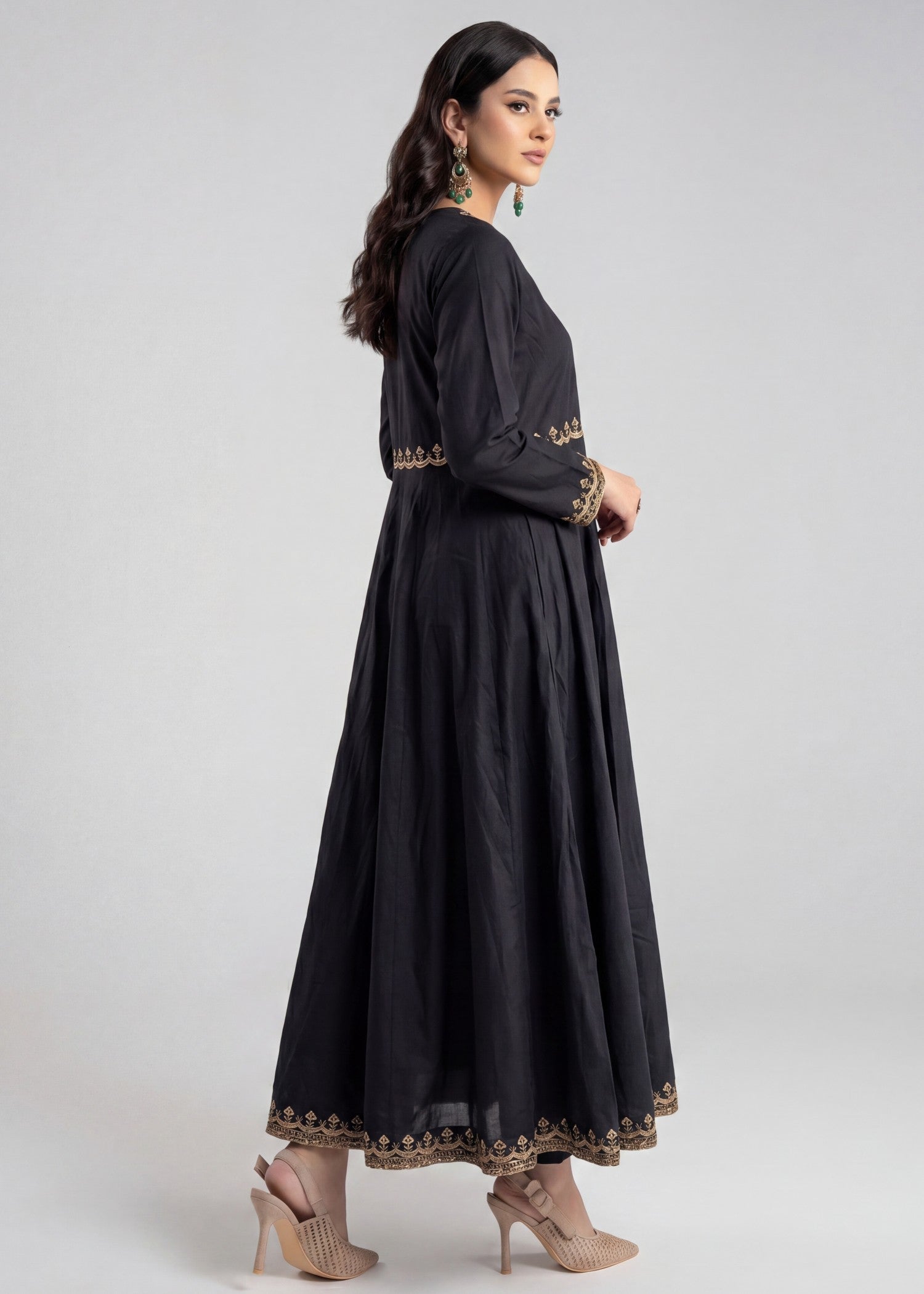 linen Angrakha in Black