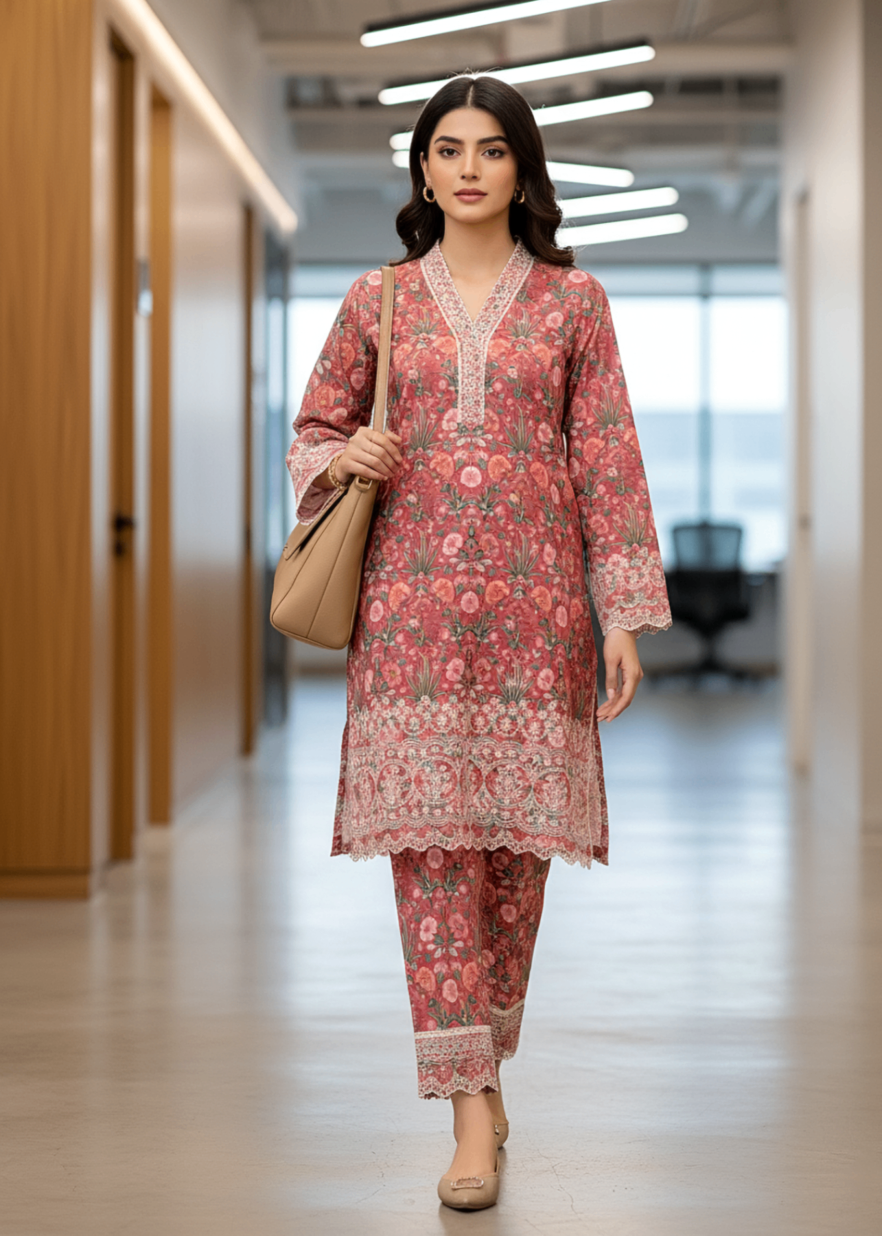 lawn Co Ord Sets in Dark coral
