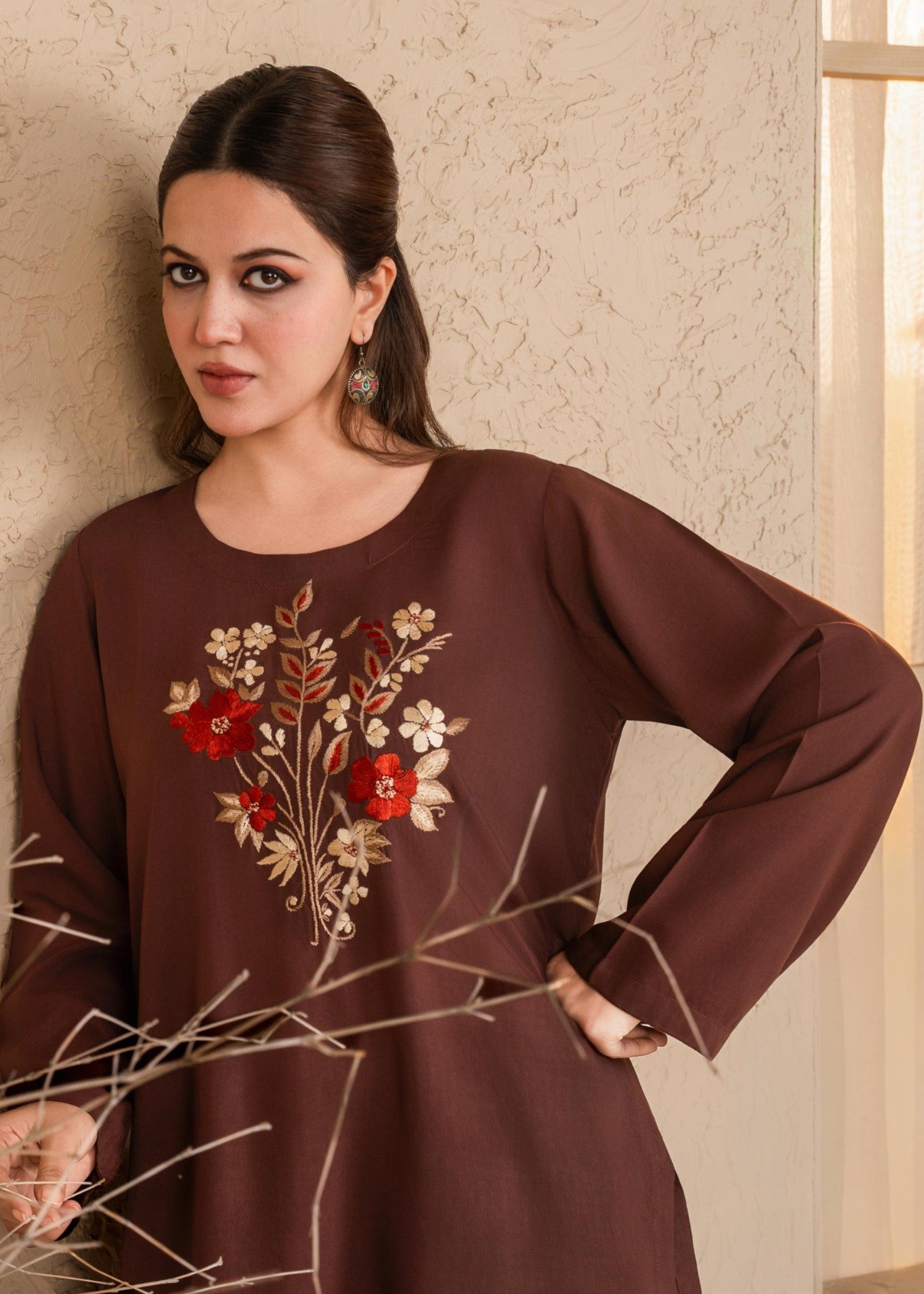 viscose linen Co Ord Sets in Brown