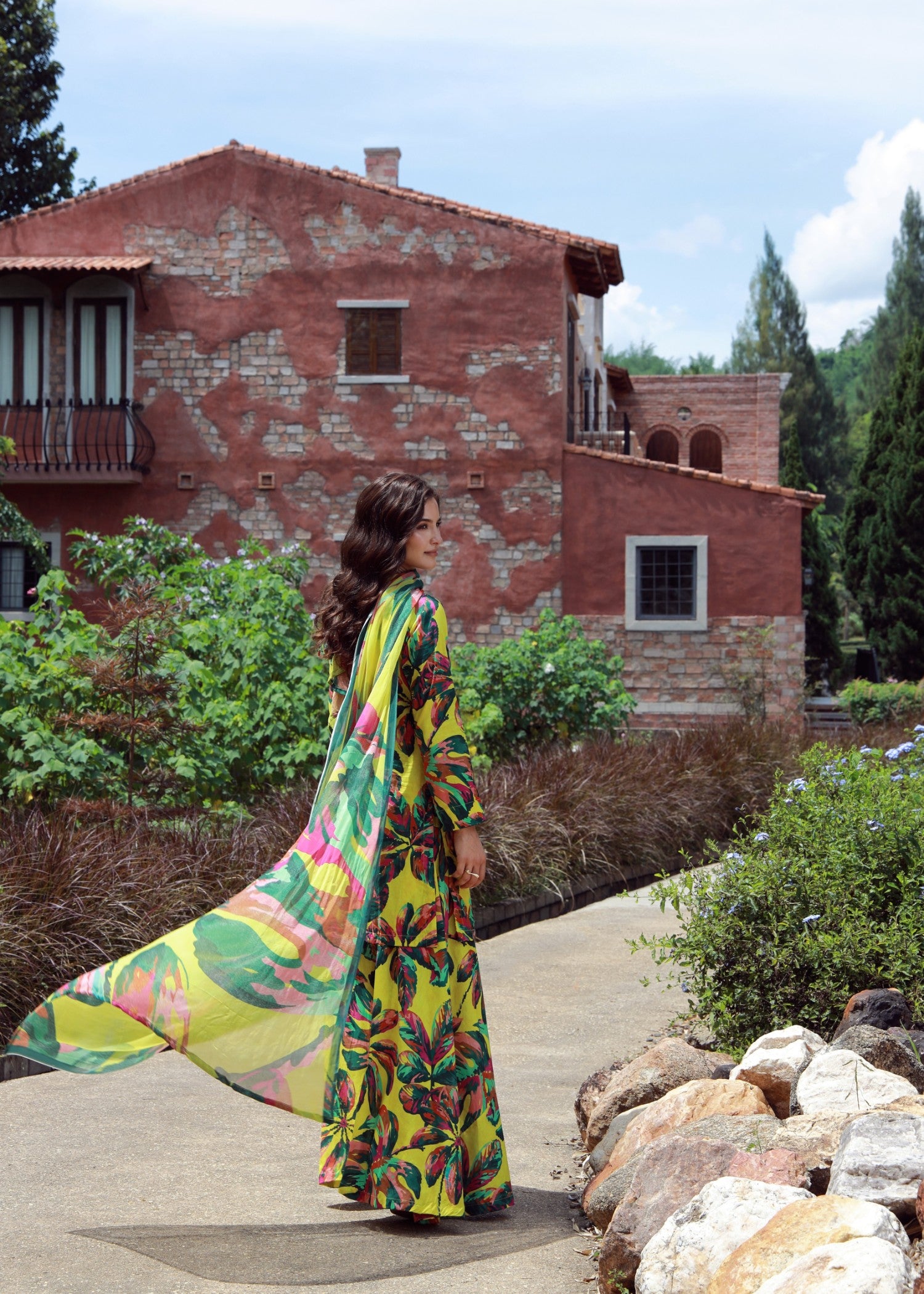 lawn Sharara in Pale yellow