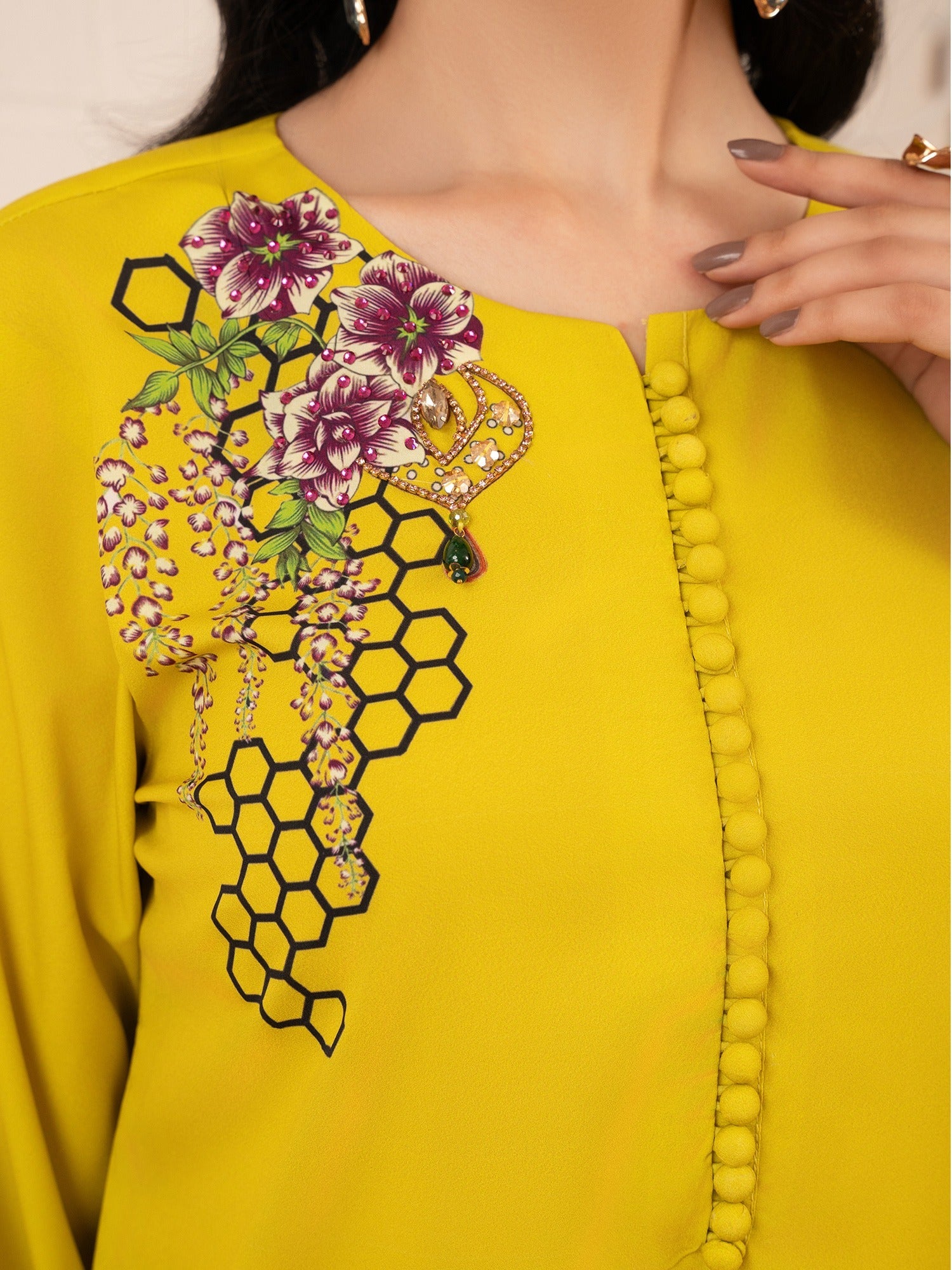 crepe Kurta Set in Key lime