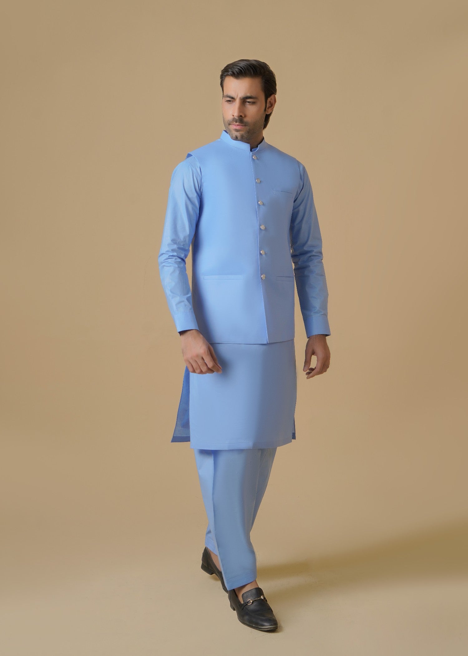 cotton Waistcoat in Sky