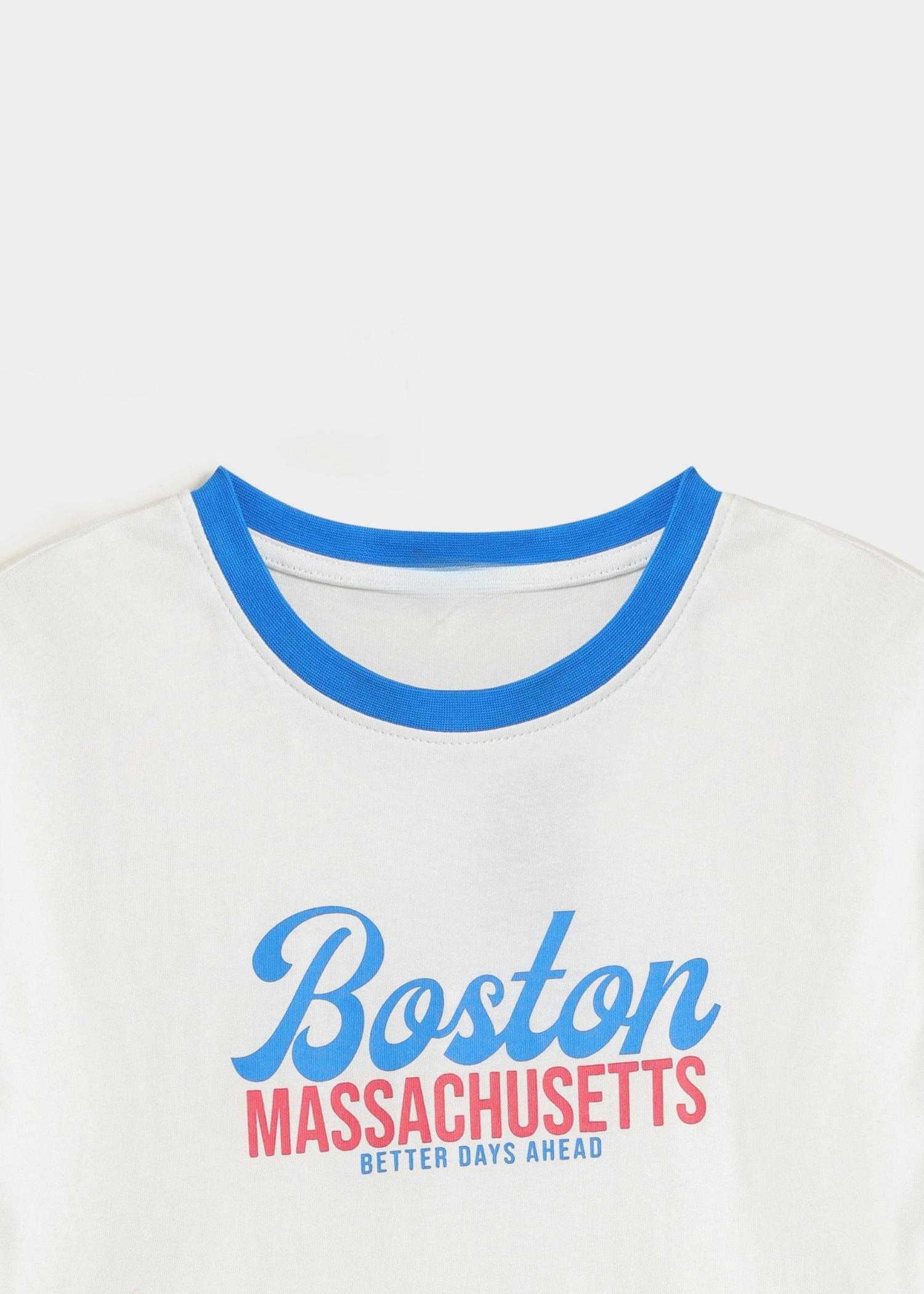 cotton T Shirt in Blue, white