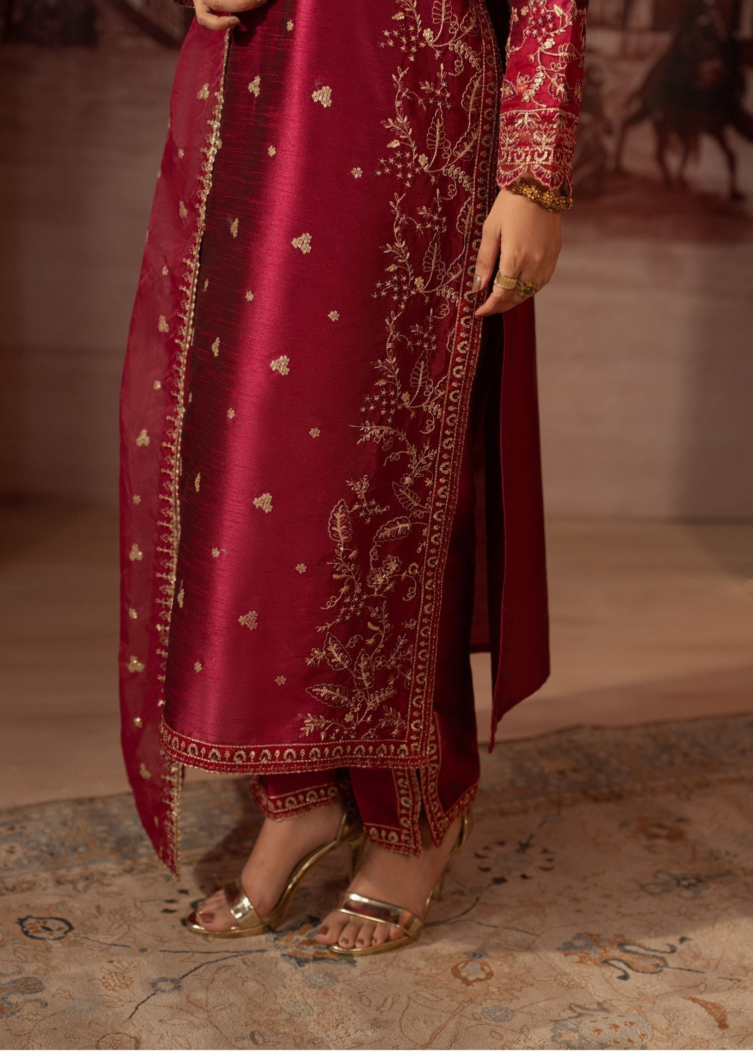 raw silk Kurta Set in Baby pink