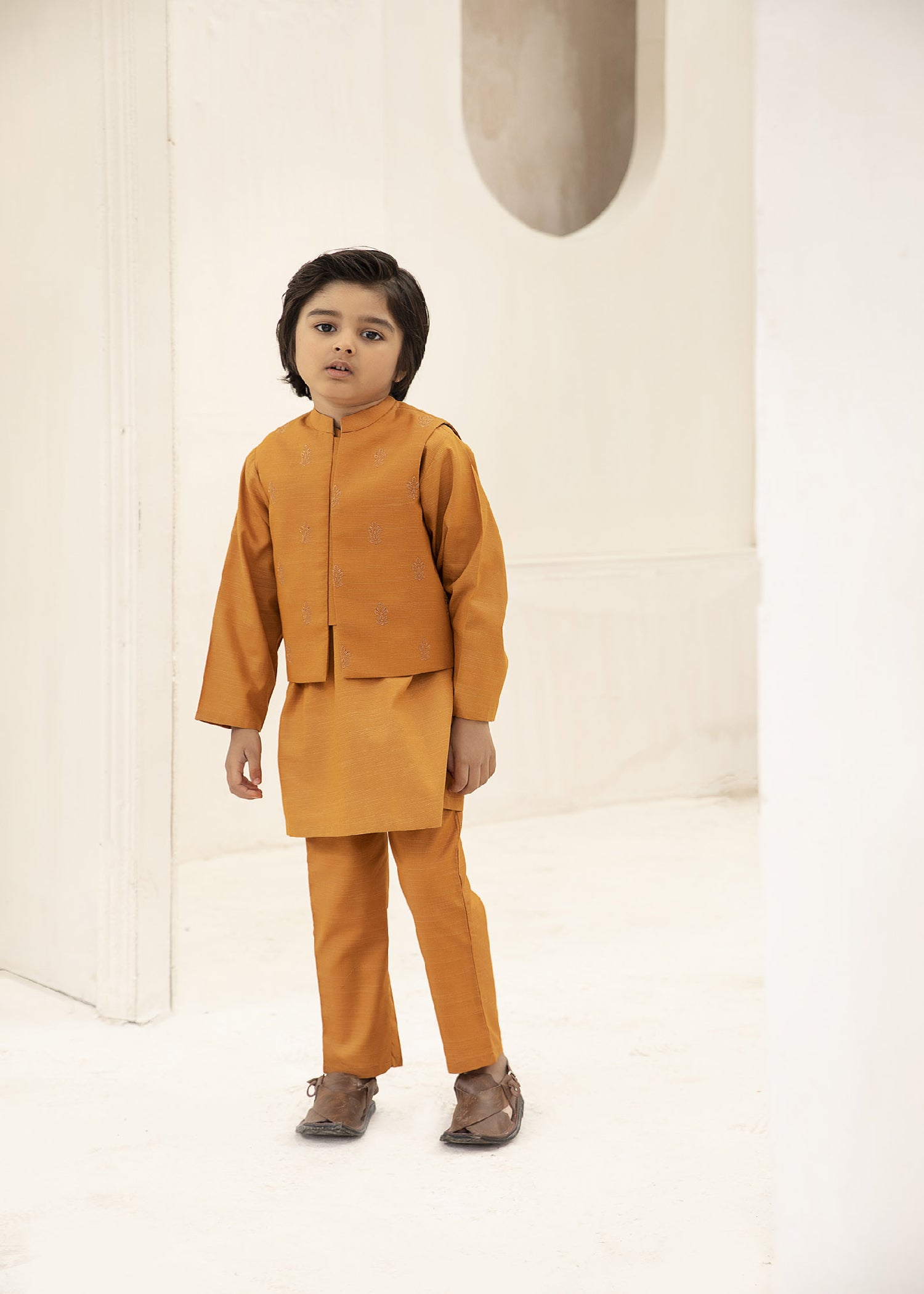 injected slub Waistcoat in Mustard