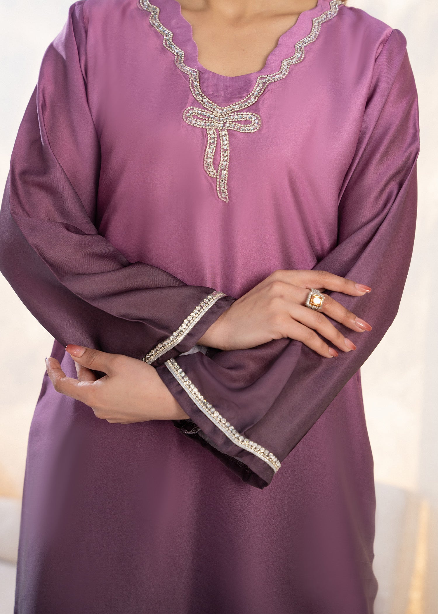 silk Kurti in Magenta haze