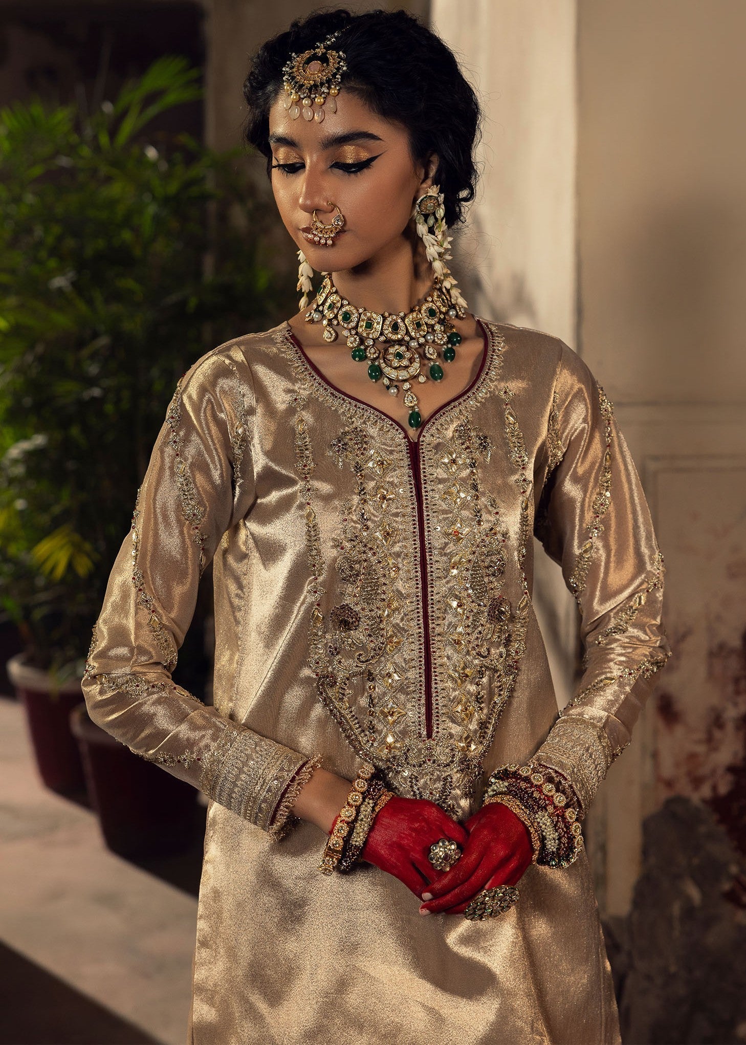 tissue Sharara in Beige