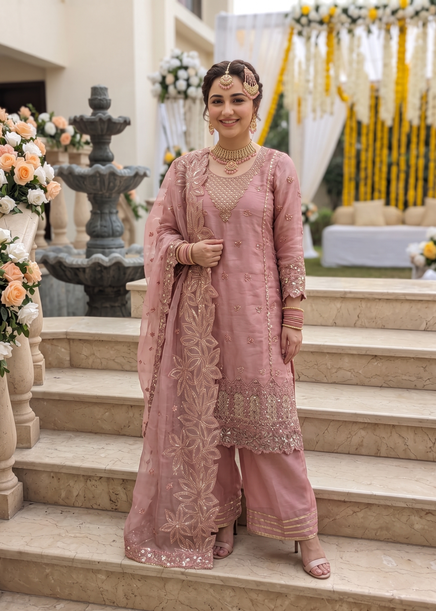 cotton silk Kurta Set in Flamingo