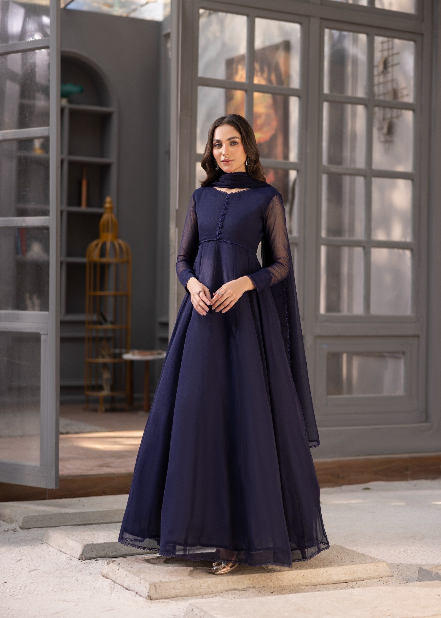 chiffon Maxi in Navy blue