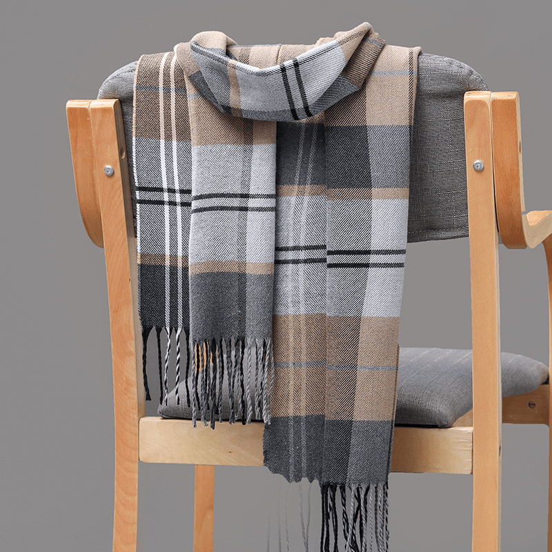 British Plaid Imitation Cashmere Tassels Couple Parent-Child Men'S Scarf