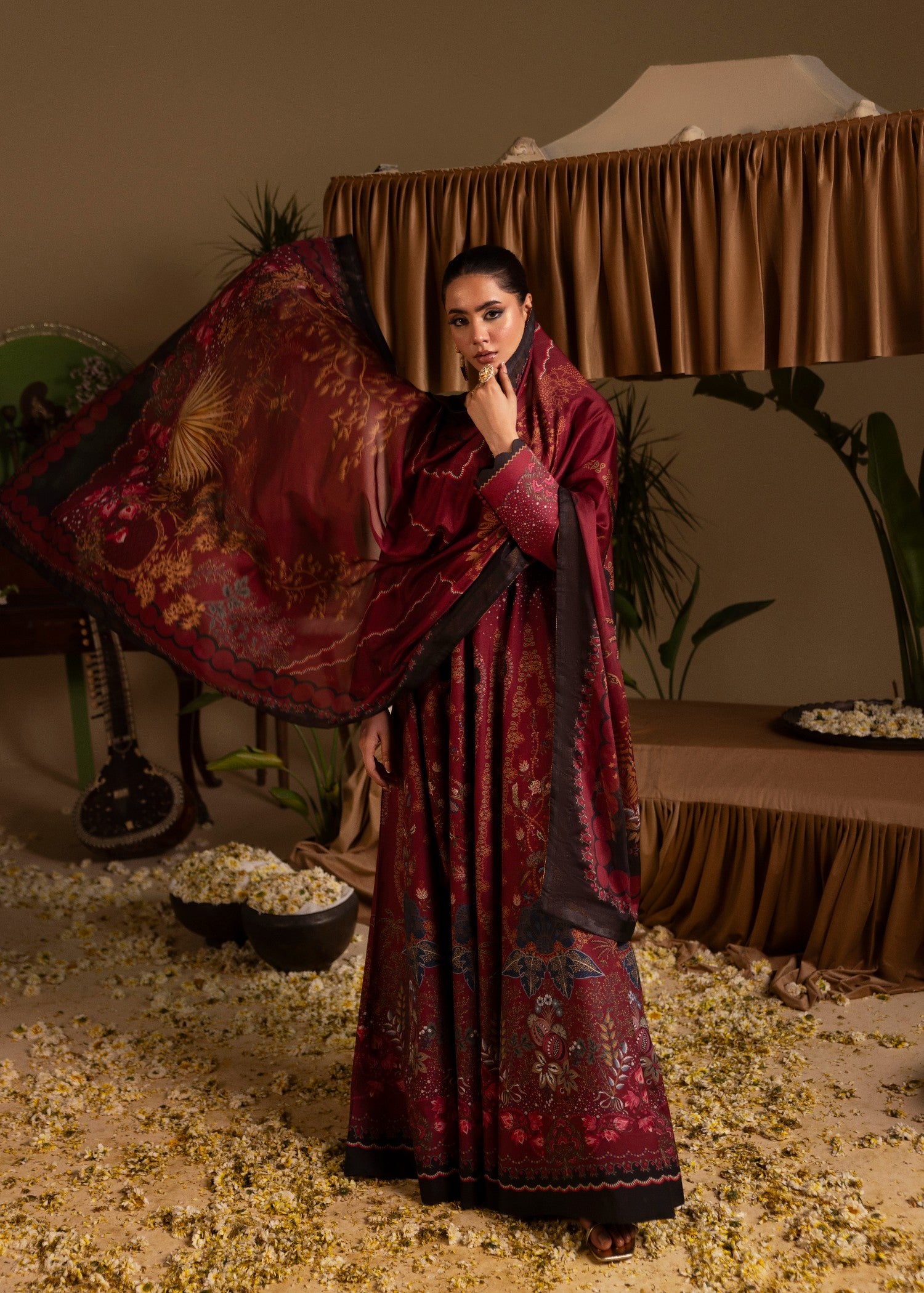 poly lawn Maxi in Blood red