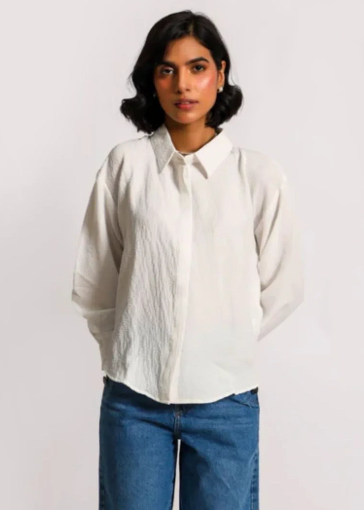 seersucker Top in White