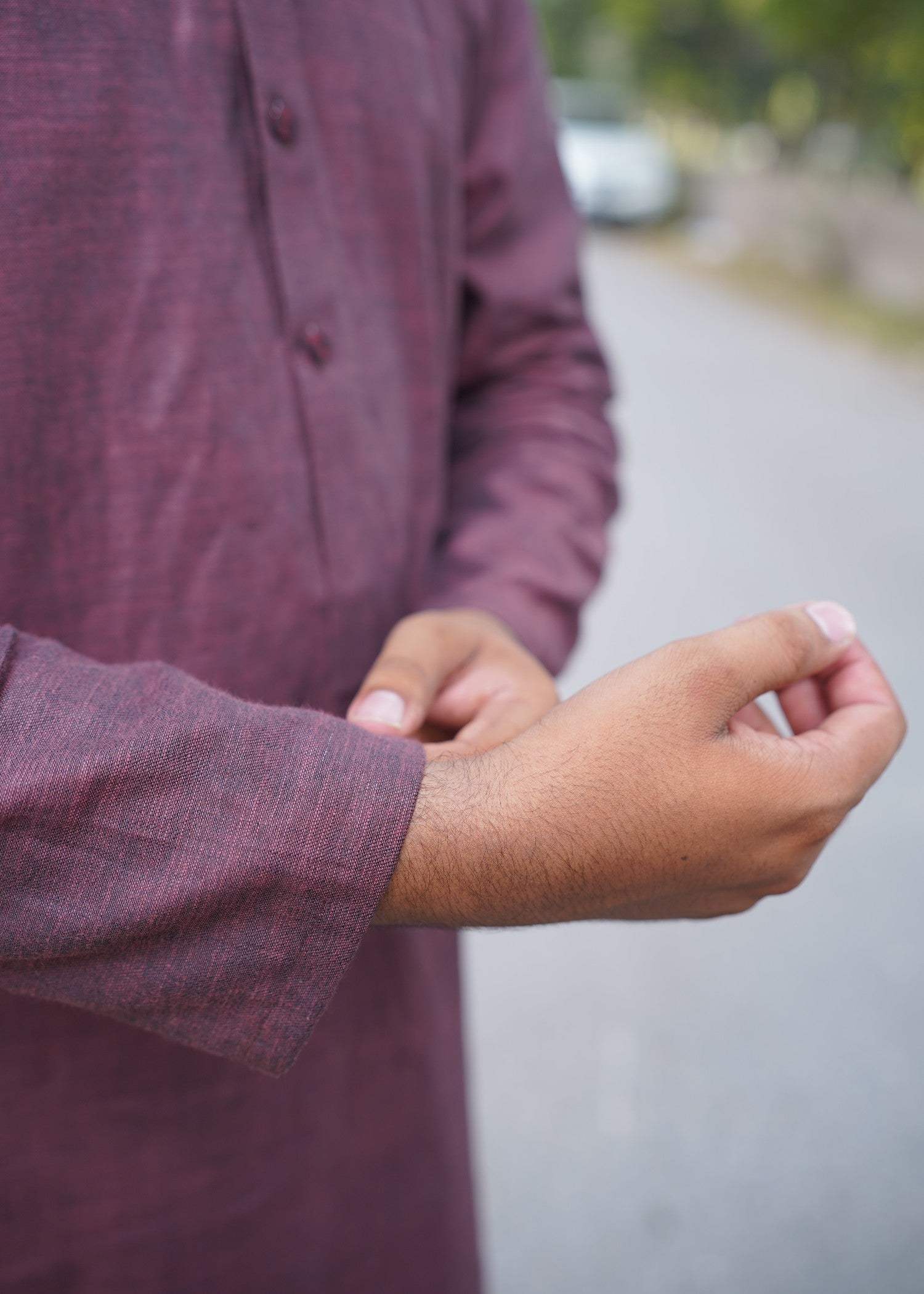 cotton jacquard Kurta in Magenta haze