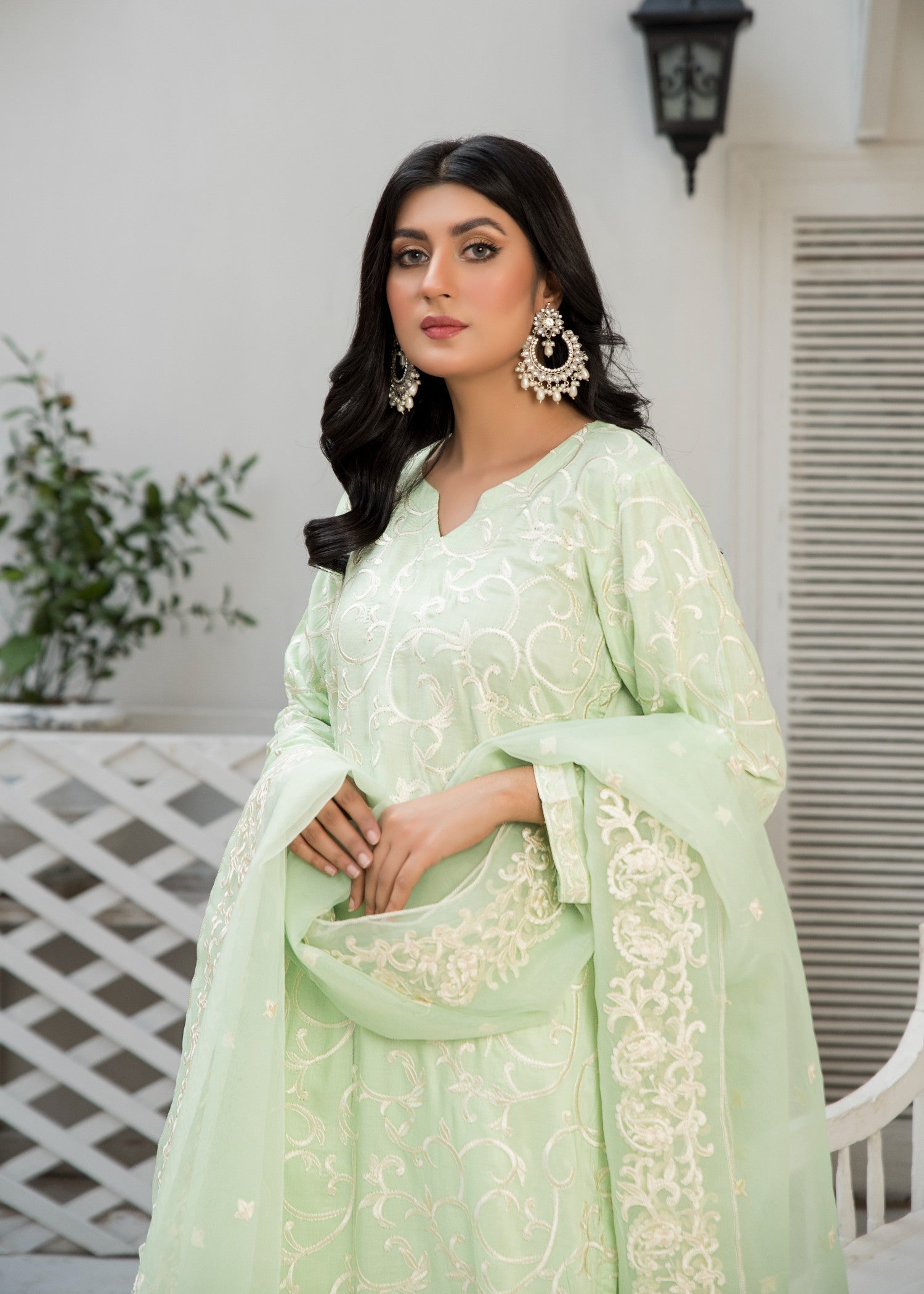 linen Unstitched in Mint green