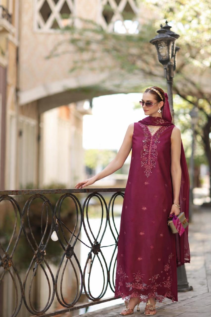 Noor Eid Luxe Printskhaas Lawn – D3 - A - Fushia Blush