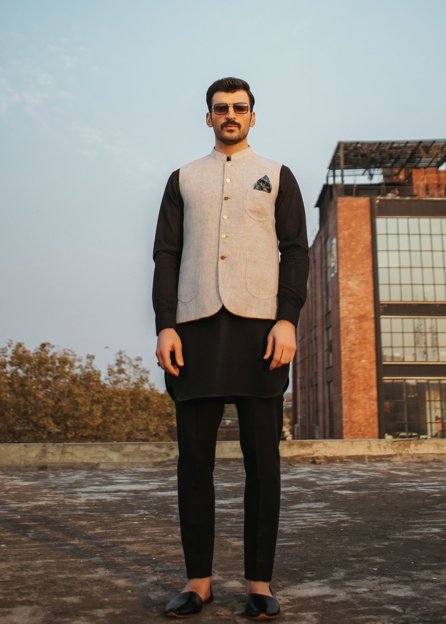 wool Waistcoat in Beige