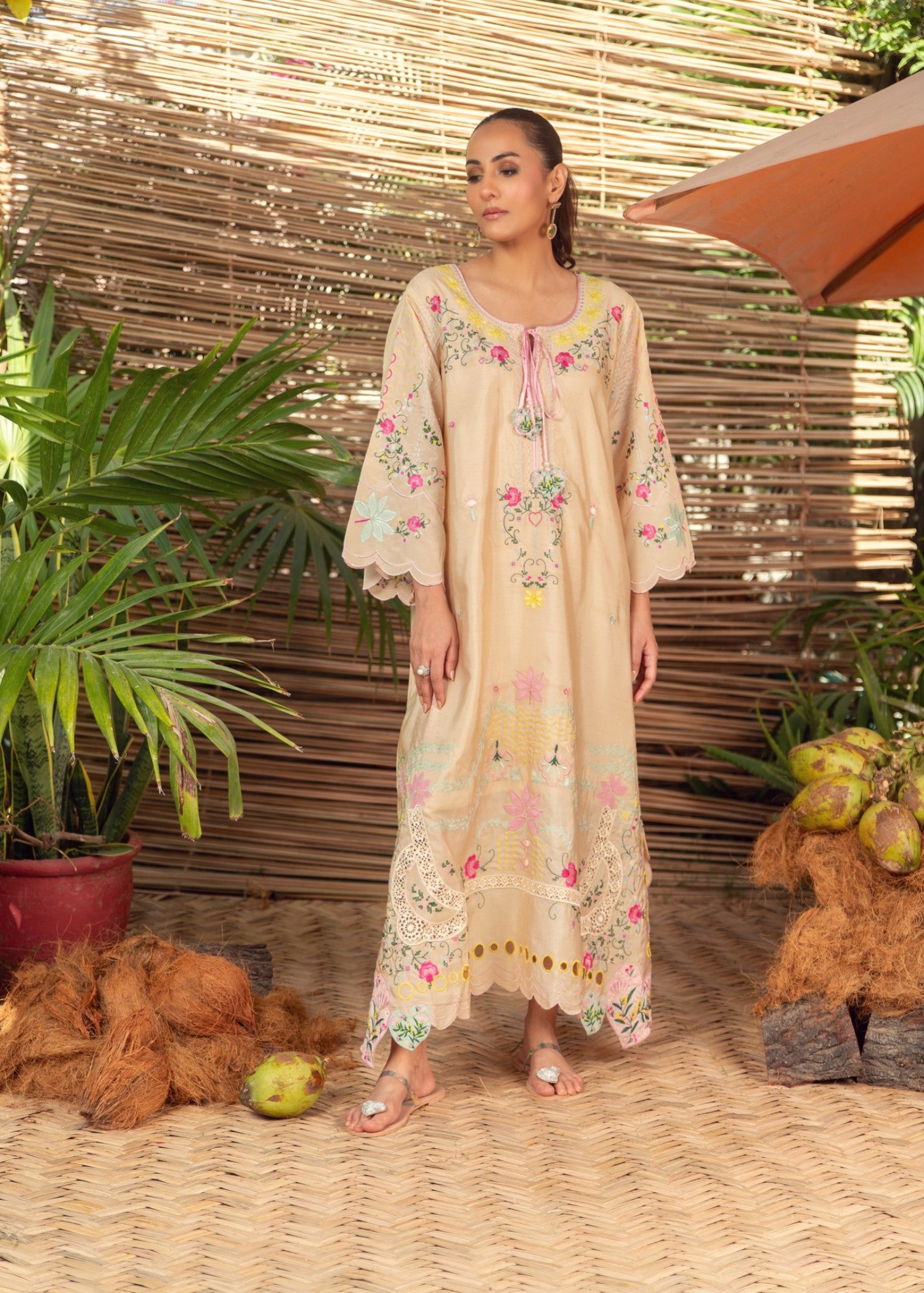 silk Kaftan in Buttercream