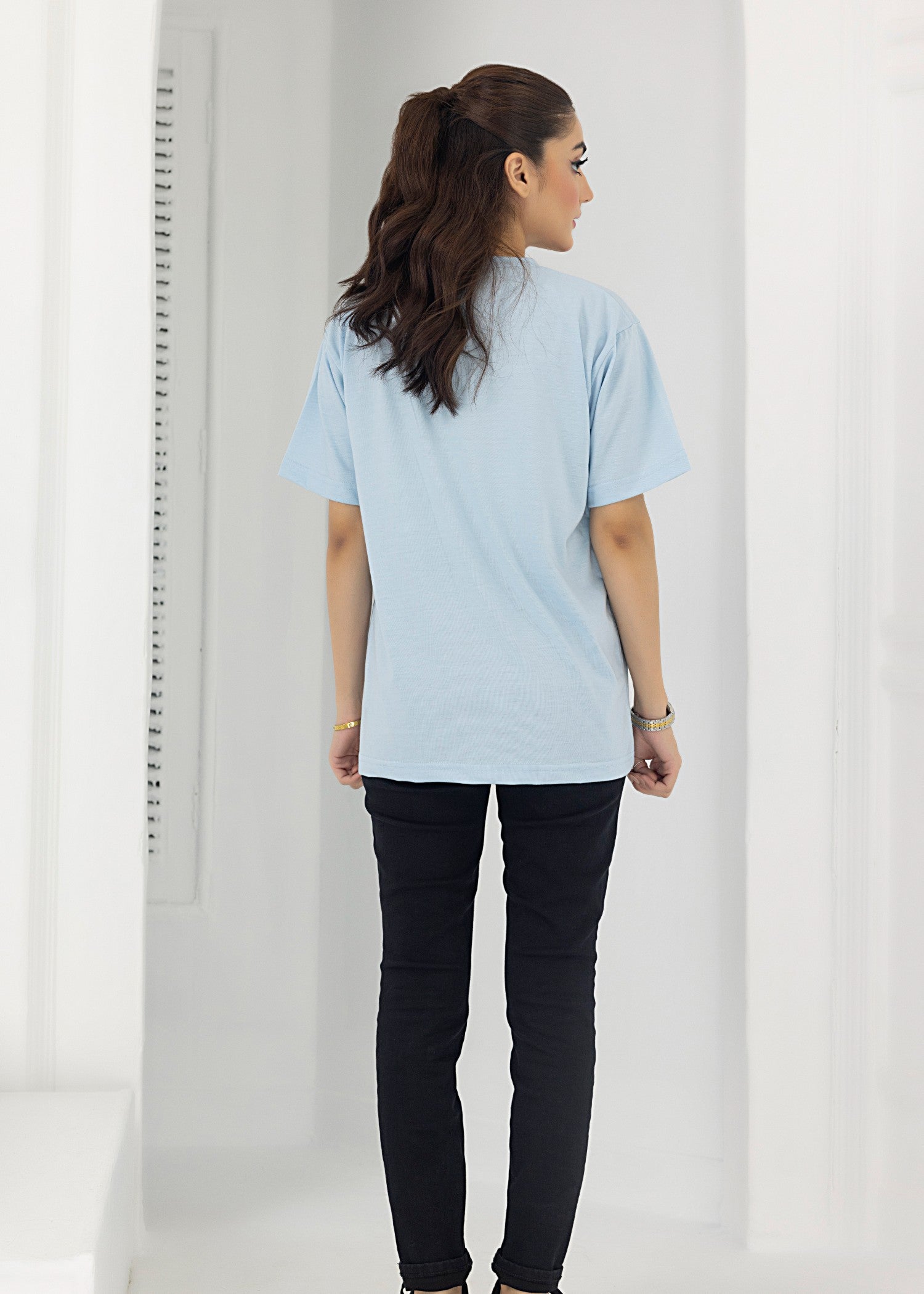 single jersey knit T Shirt in Ice blue