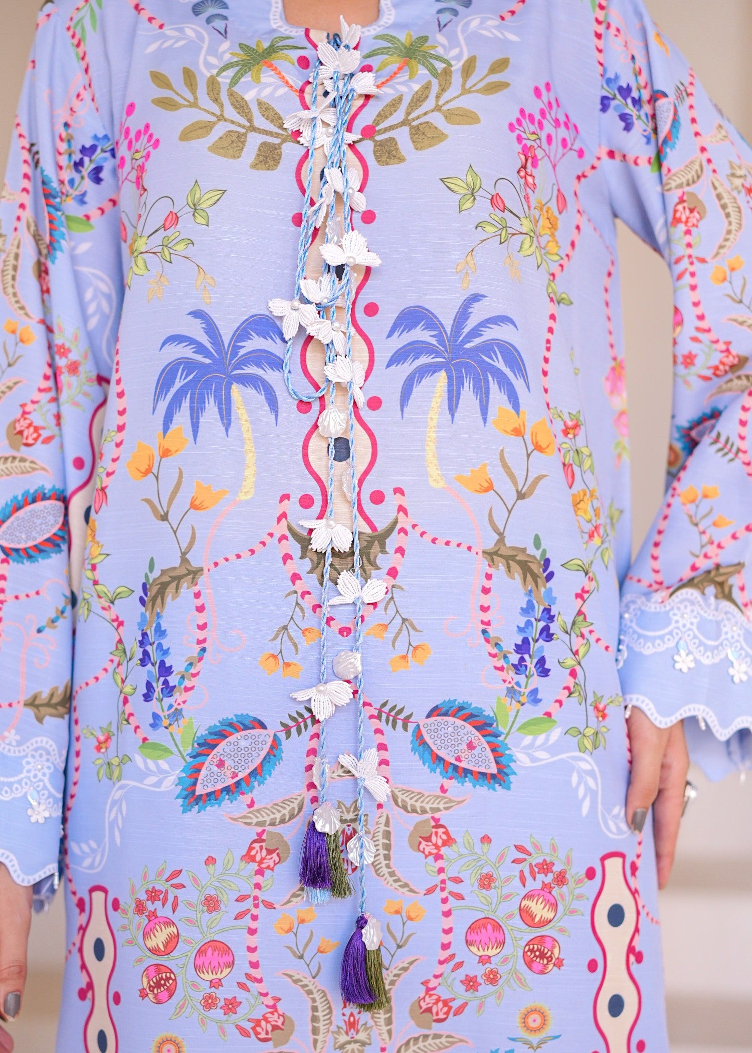 lawn Kurta Set in Ice blue