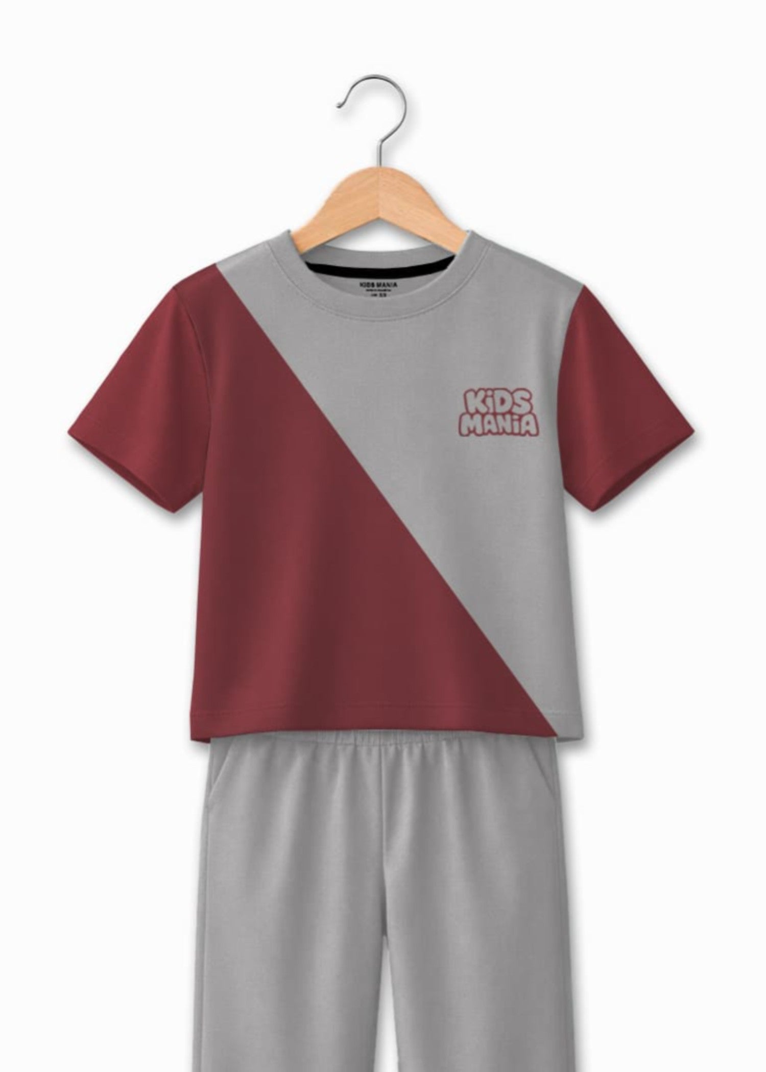 interlock knit Tracksuit in Ash grey, maroon