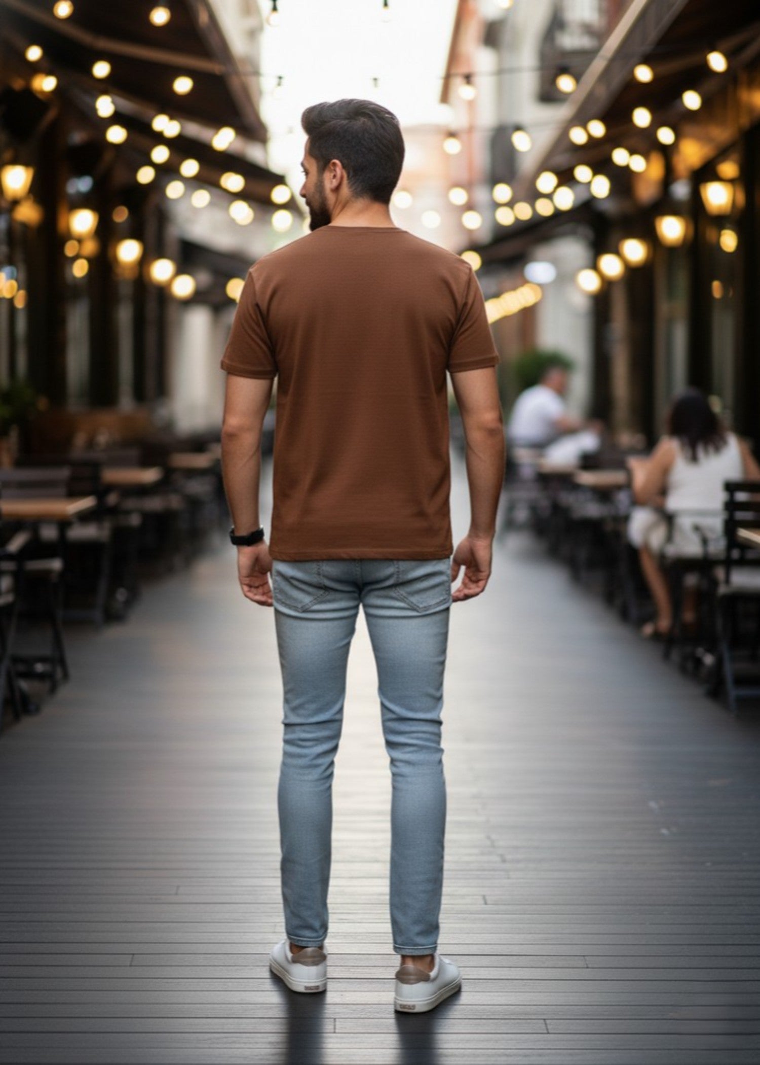polycotton T Shirt in Brown