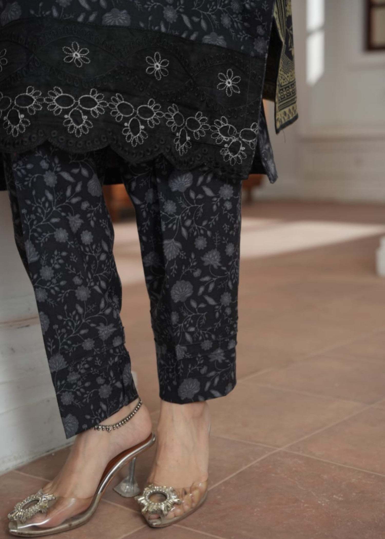 dhanak Kurta Set in Grey